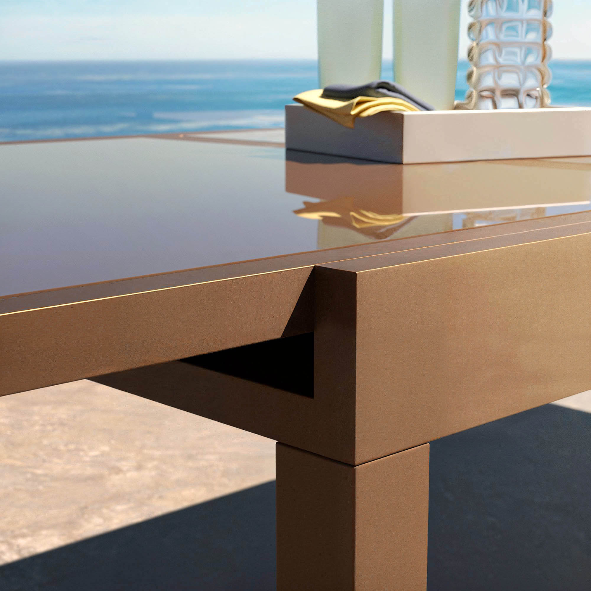 Table de jardin extensible 12 places en verre Murano (320 x 100 cm)