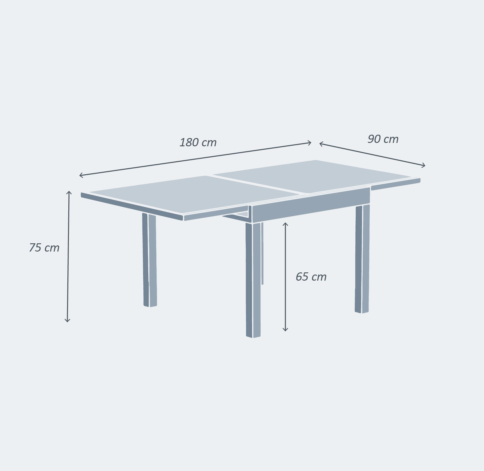 8-seater extendable garden table in Murano glass (180 x 90 cm)