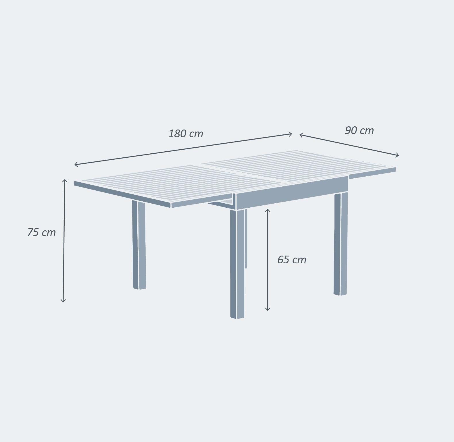 Table de jardin extensible 8 places Aluminium effet bois Murano (90/180x90)
