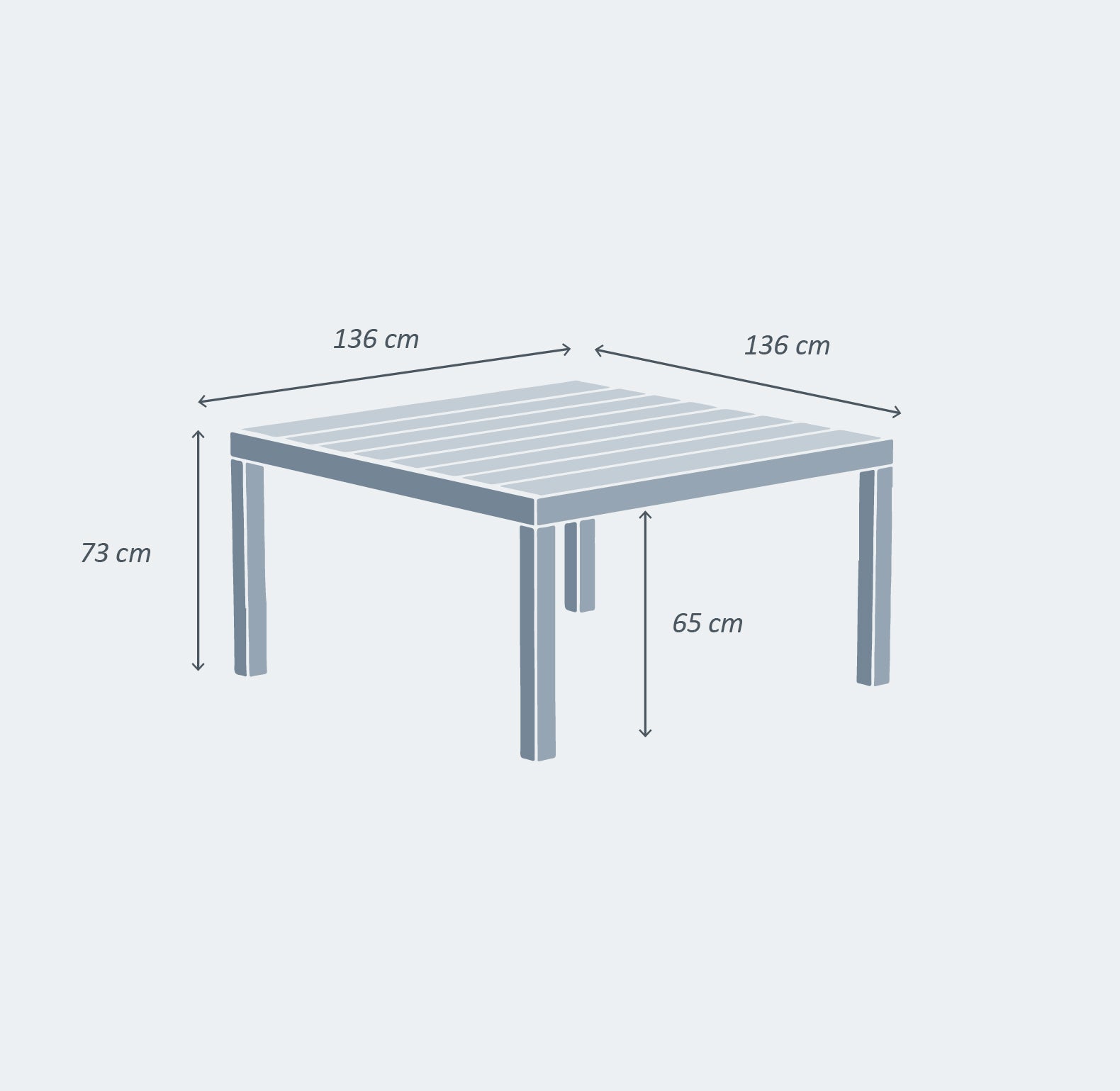 Mesa de jardín Murano de aluminio para 8 personas (136 x 136 cm)