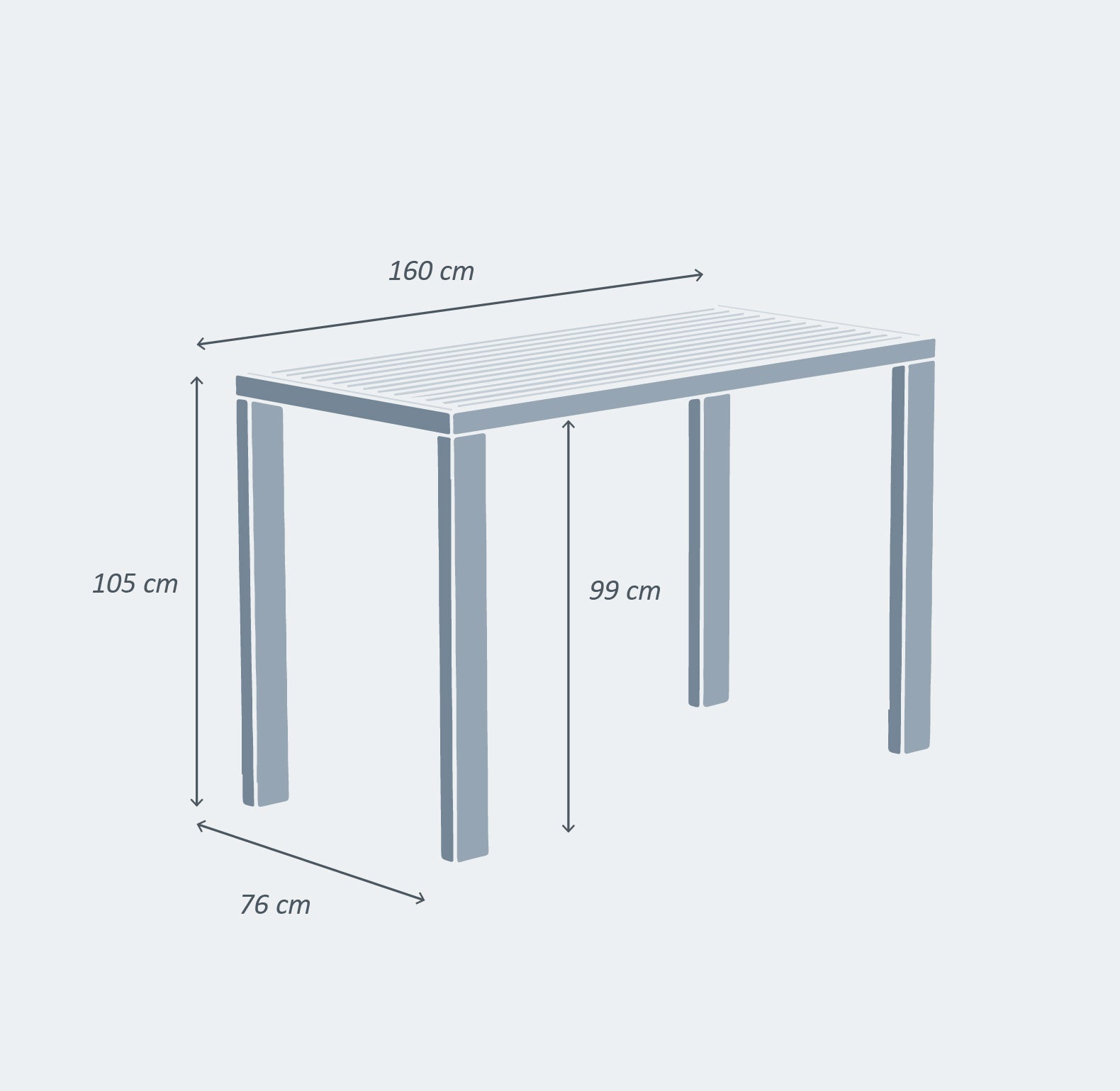 <tc>Murano Aluminum 6-Seater High Table (160 x 76 cm)</tc>