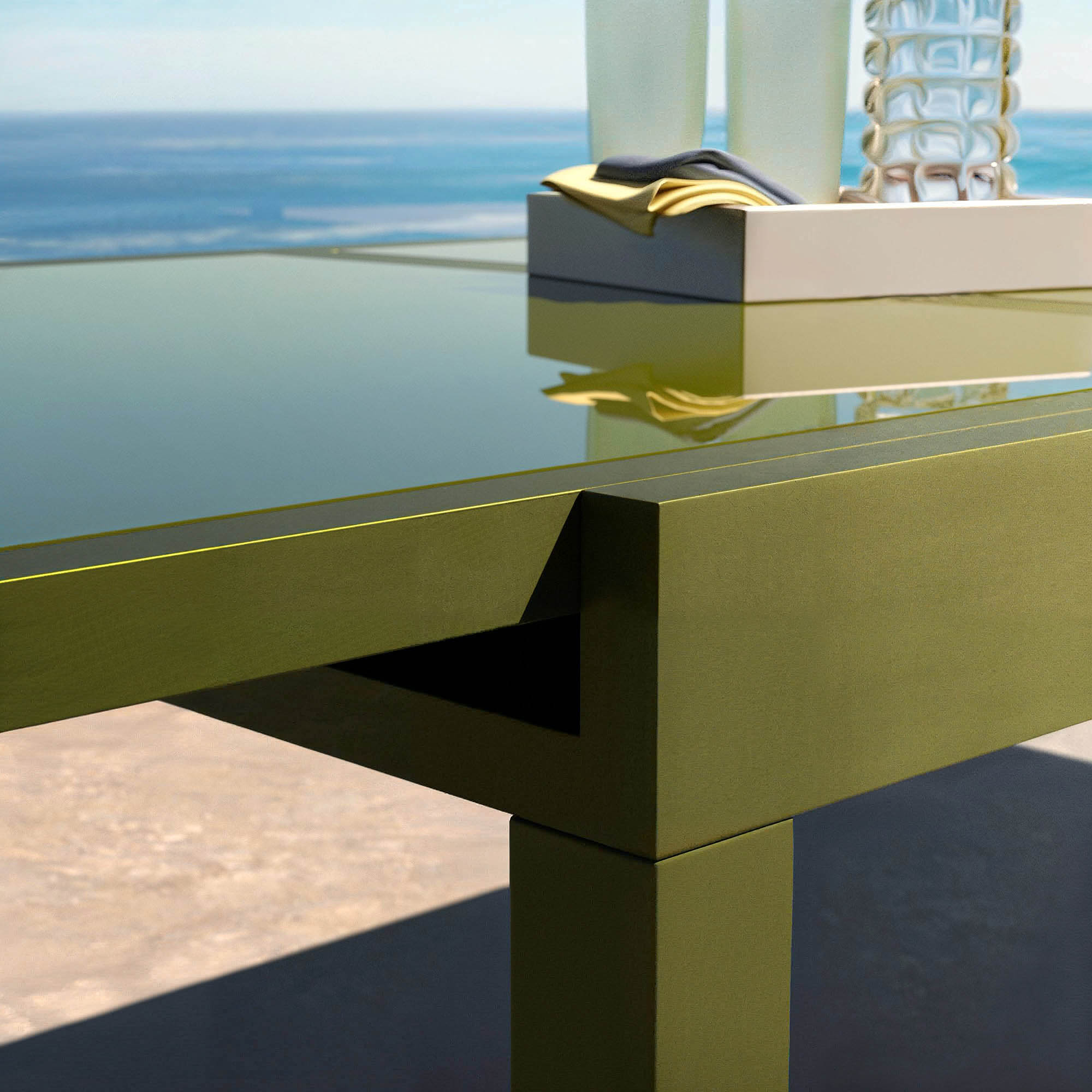 Table de jardin extensible 12 places en verre Murano (320 x 100 cm)