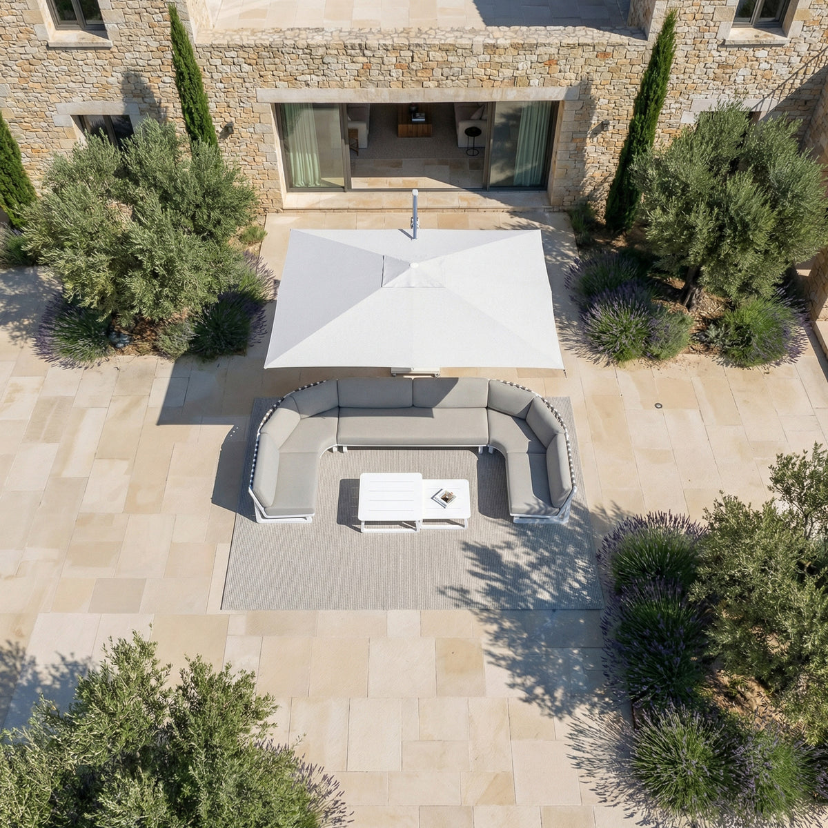 Parasol Déporté Professionnel ELYRA 3 x 3 m – Mât Effet Bois