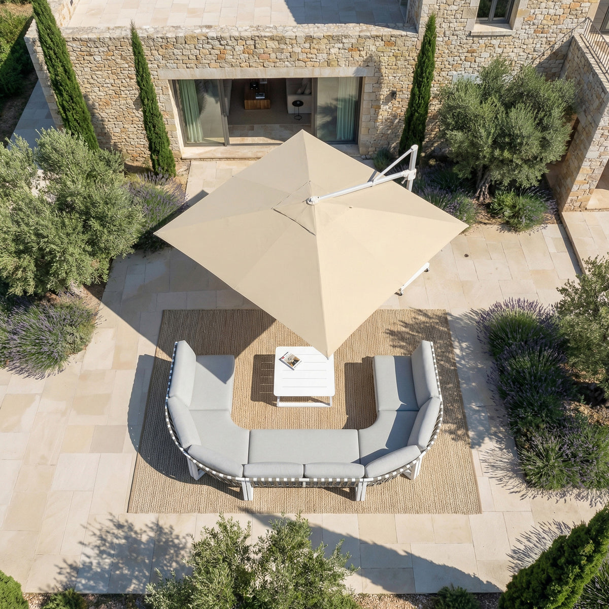 Parasol Déporté Professionnel ELYRA 3 x 3 m – Mât Blanc