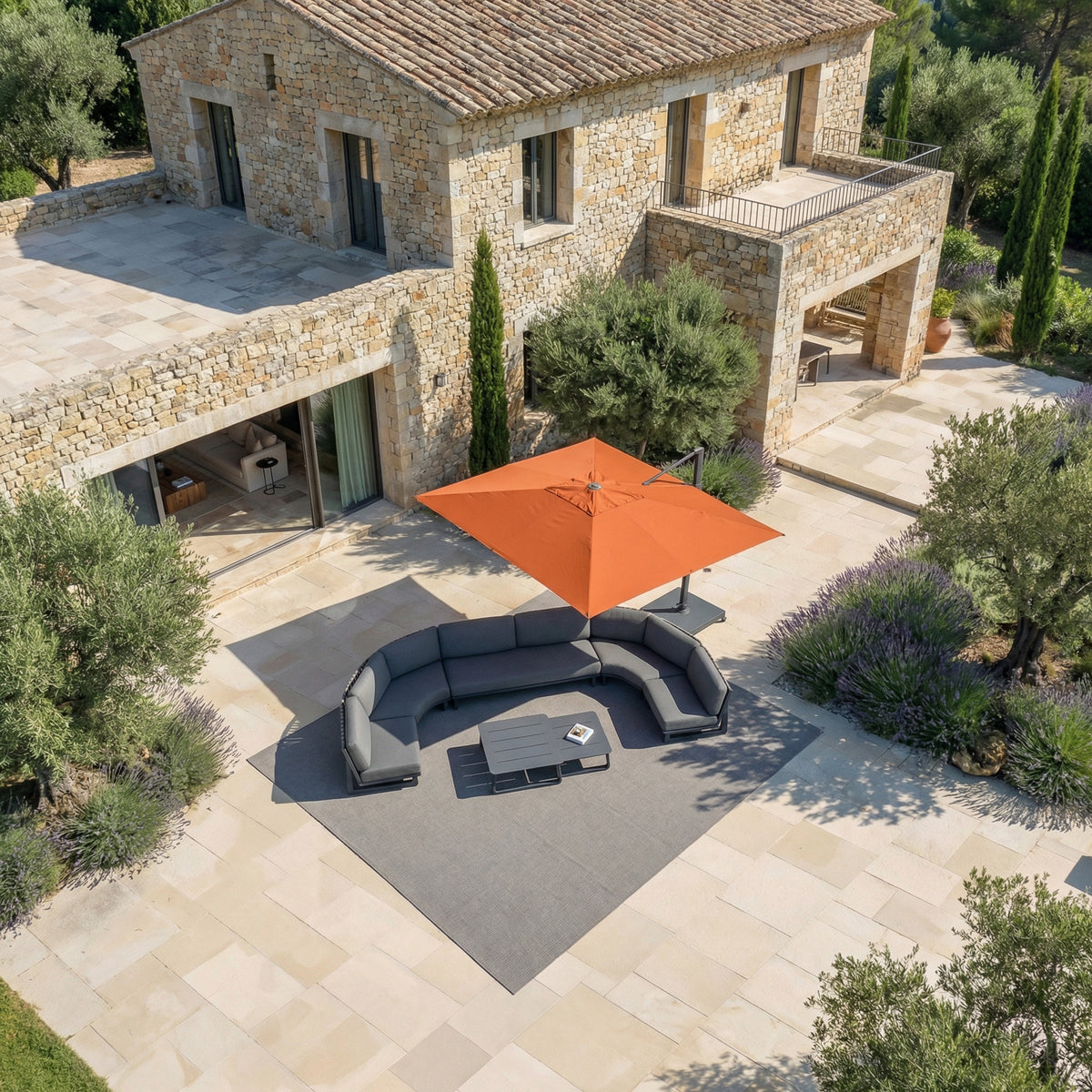 Parasol Déporté Professionnel ELYRA 3 x 3 m – Mât Gris Anthracite