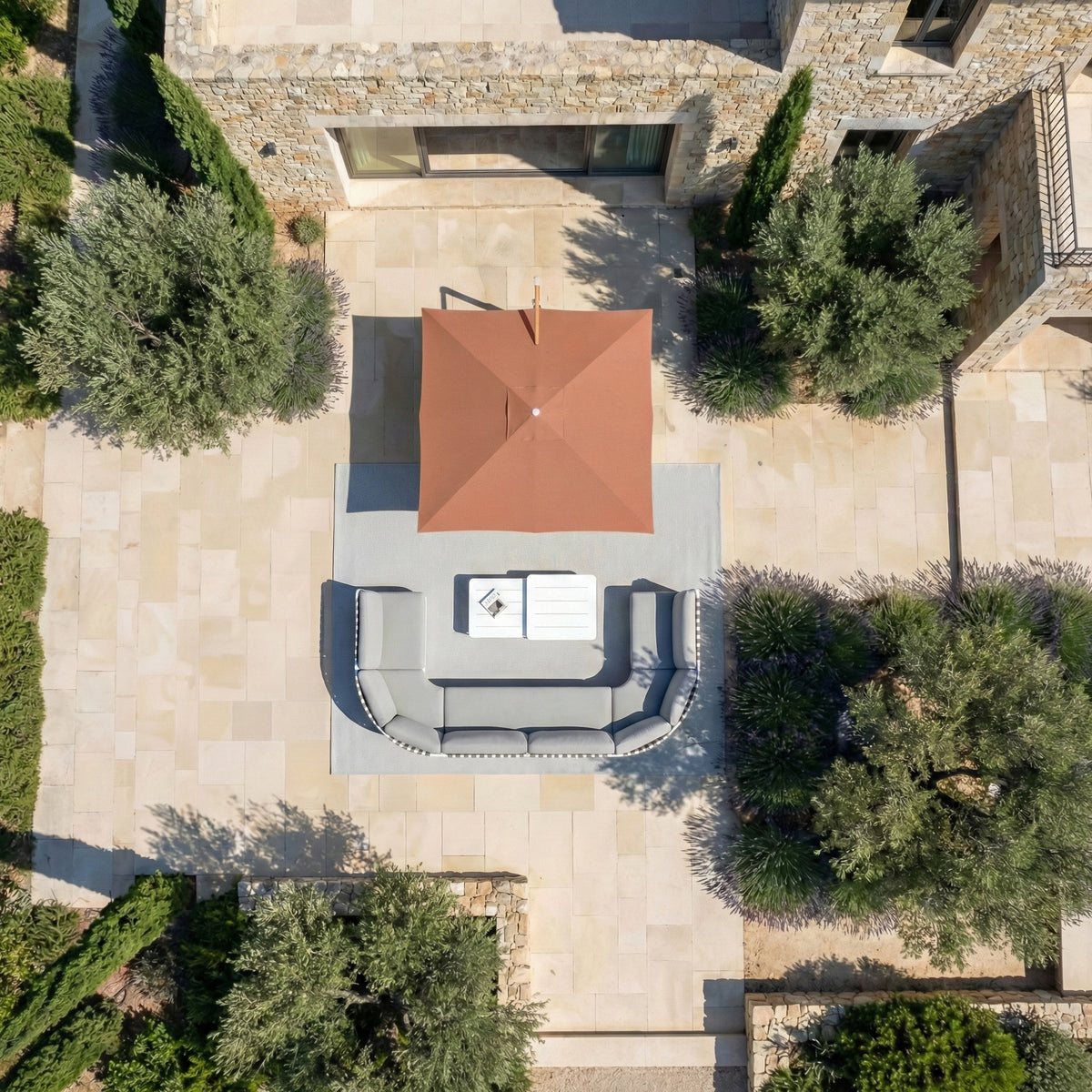 Parasol Déporté Professionnel ELYRA 3 x 3 m – Mât Effet Bois
