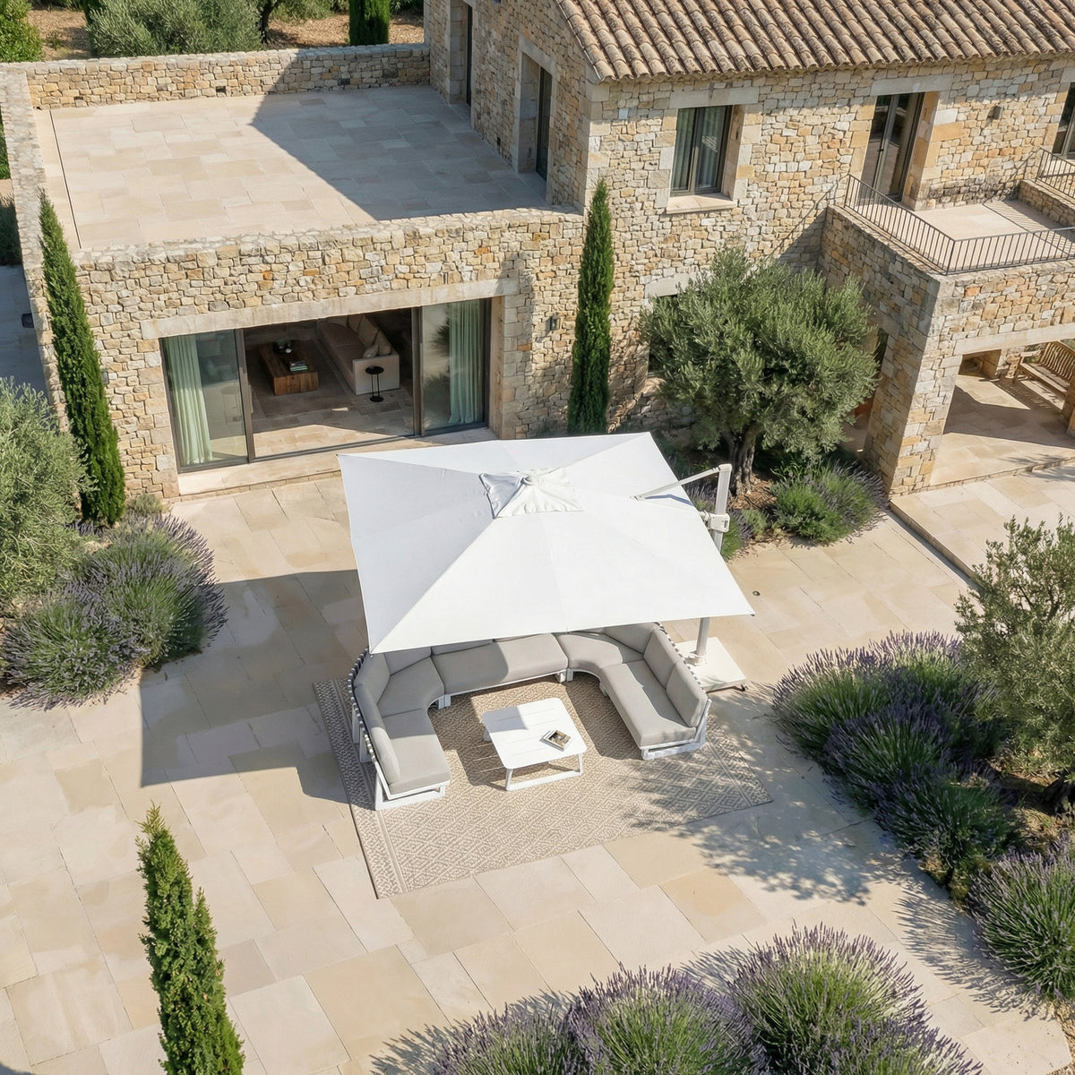 Parasol Déporté Professionnel ELYRA 3 x 3 m – Mât Blanc