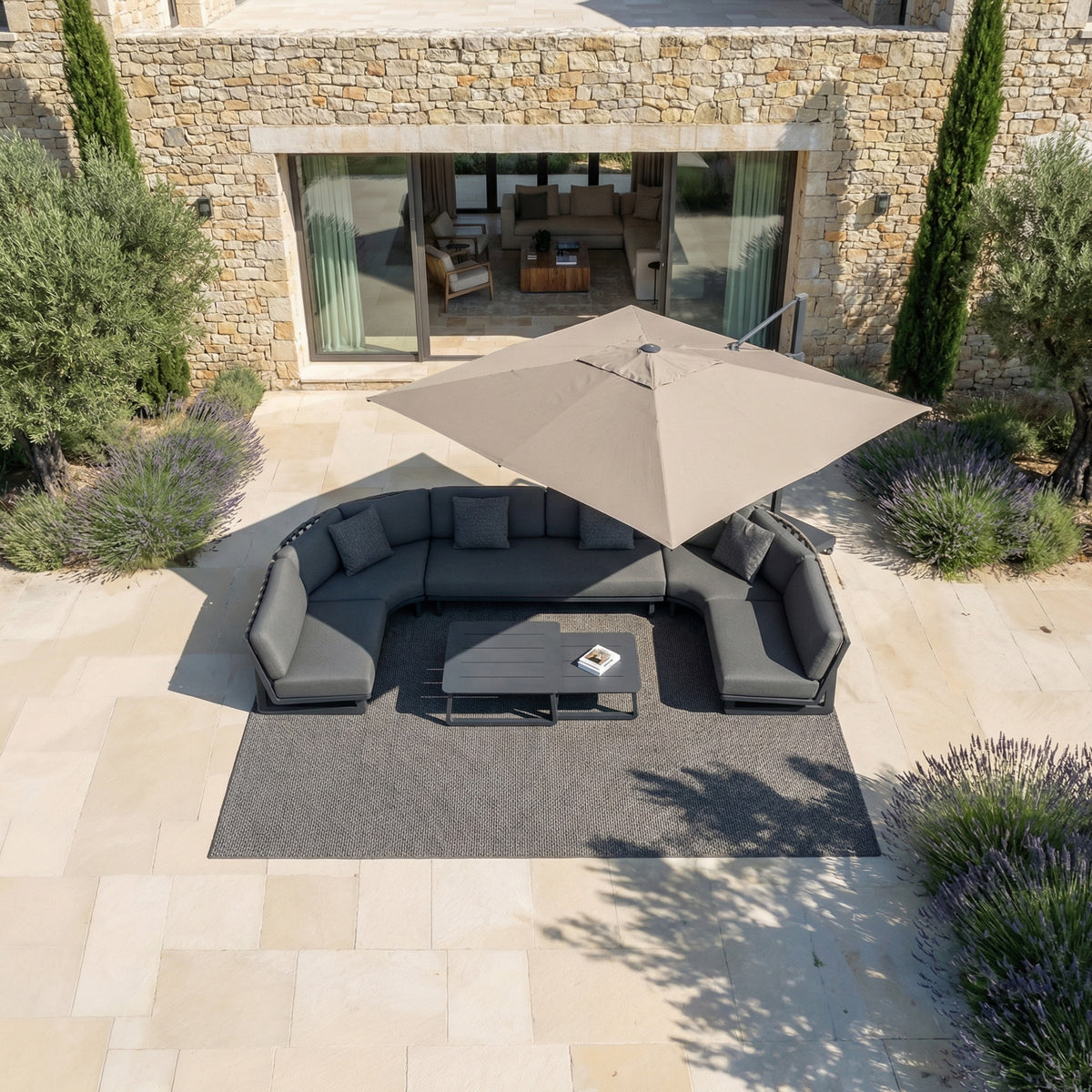 Parasol Déporté Professionnel ELYRA 3 x 3 m – Mât Gris Anthracite