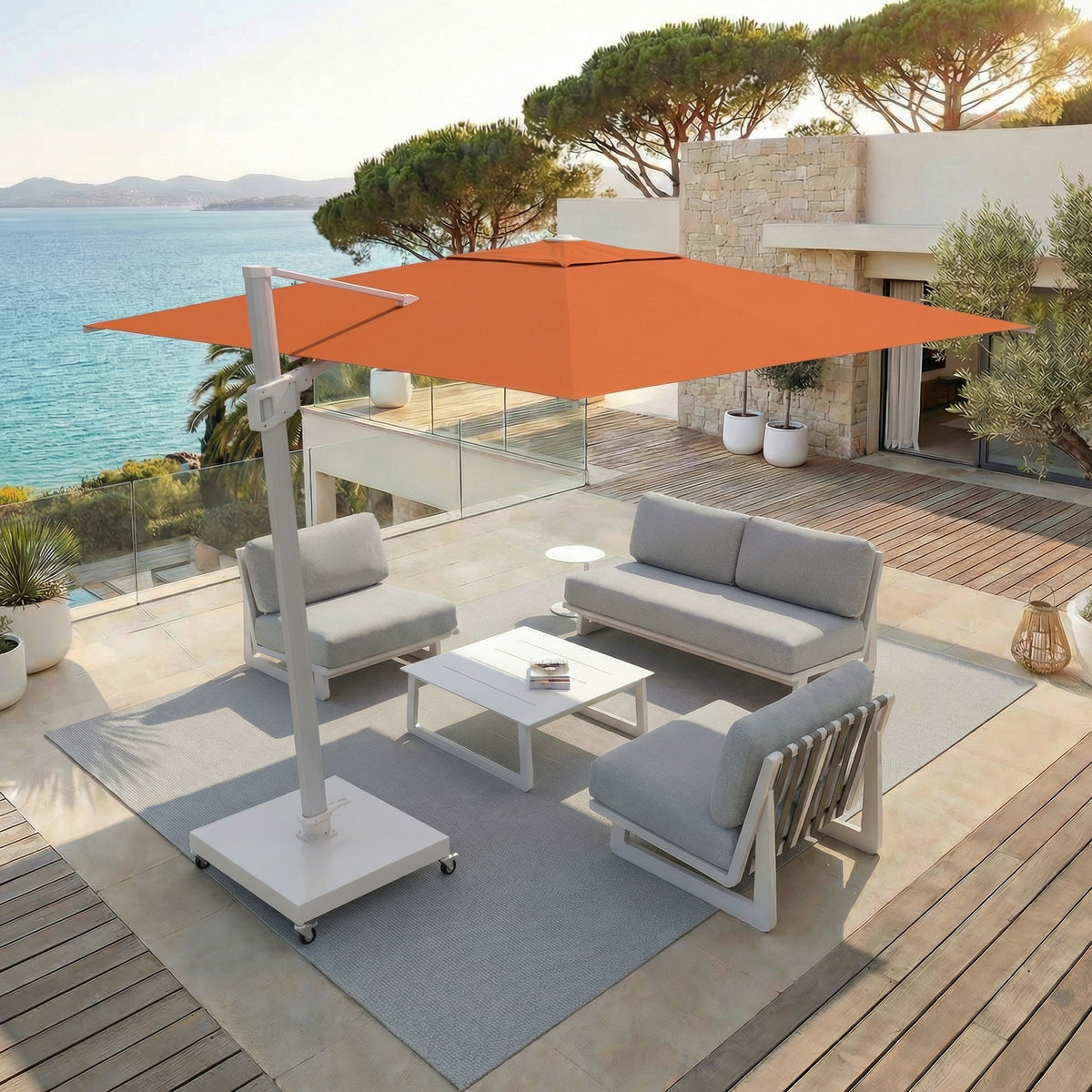 Parasol Déporté Professionnel ELYRA 3 x 4 m – Mât Blanc
