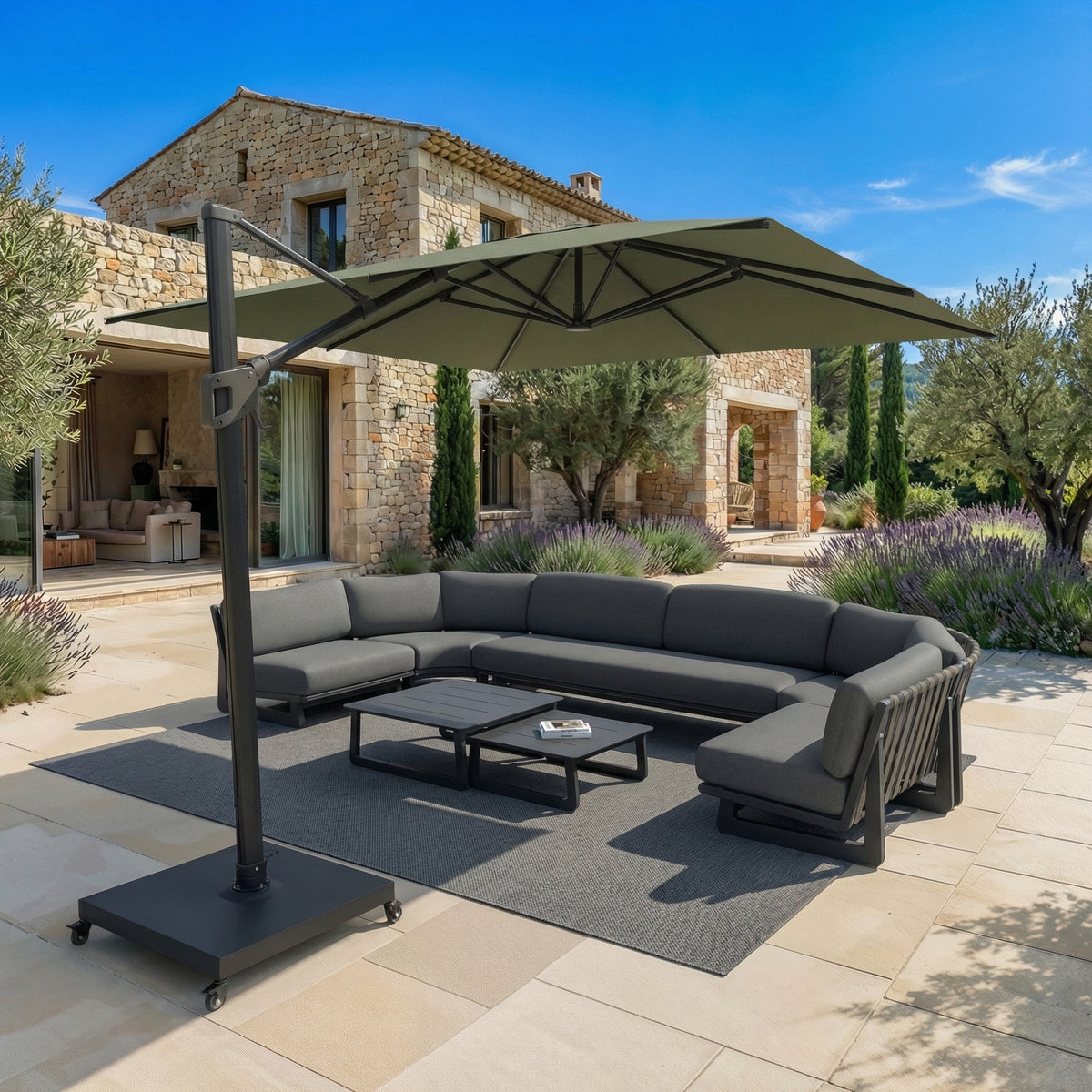 Parasol Déporté Professionnel ELYRA 3 x 4 m – Mât Gris Anthracite