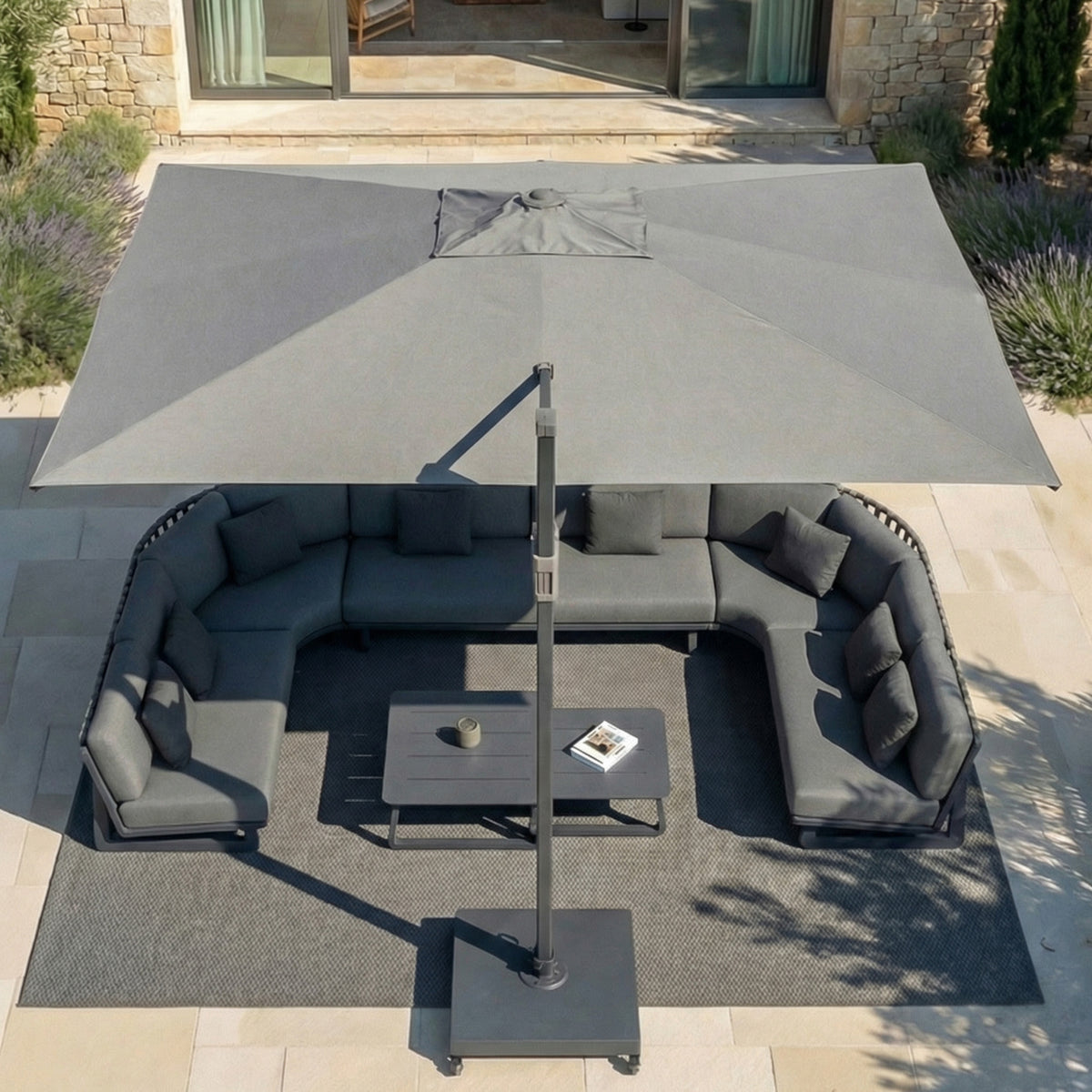 Parasol Déporté Professionnel ELYRA 3 x 4 m – Mât Gris Anthracite