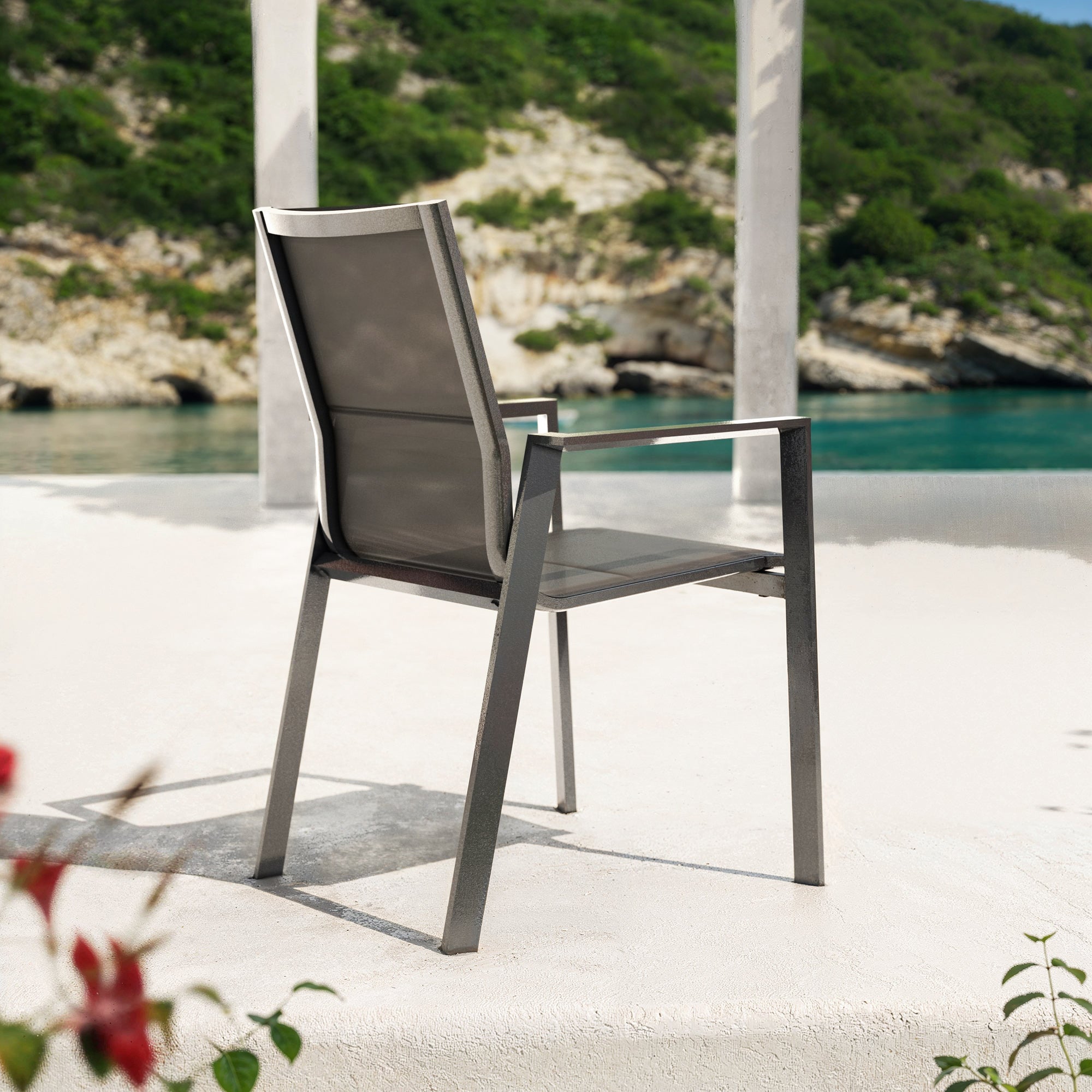 Fauteuil de jardin aluminium/bois Bali - Mobellia