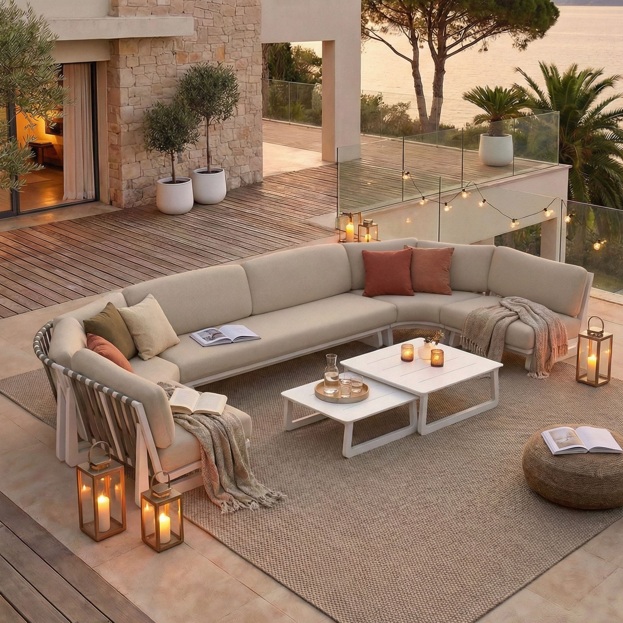 Conjunto de jardim de canto Long Beach - 7 lugares