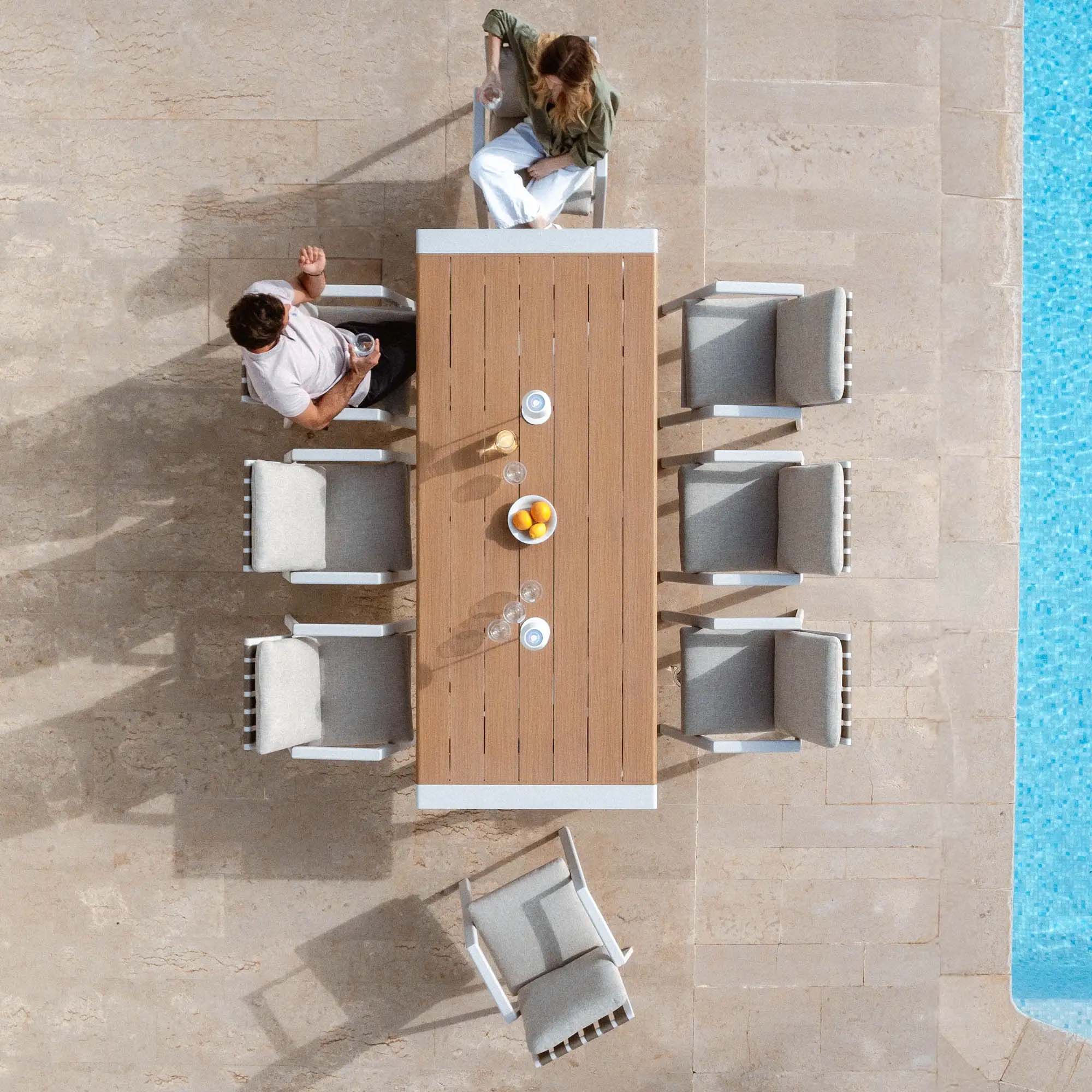Rectangular garden table 10 seats Long Beach in aluminum 240x100 cm
