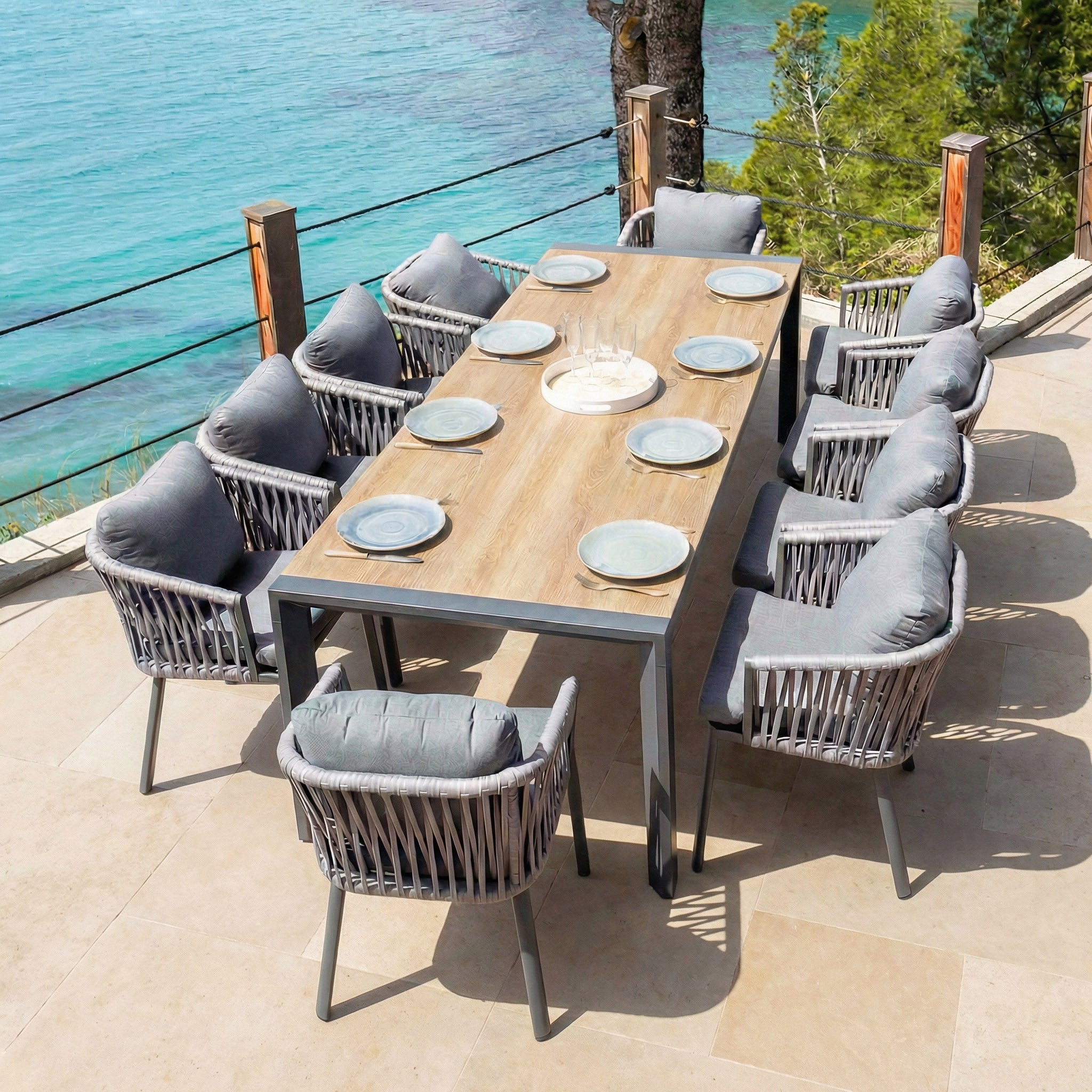 Table de jardin extensible 10 places aluminium Amalfi  (180/240x96cm)