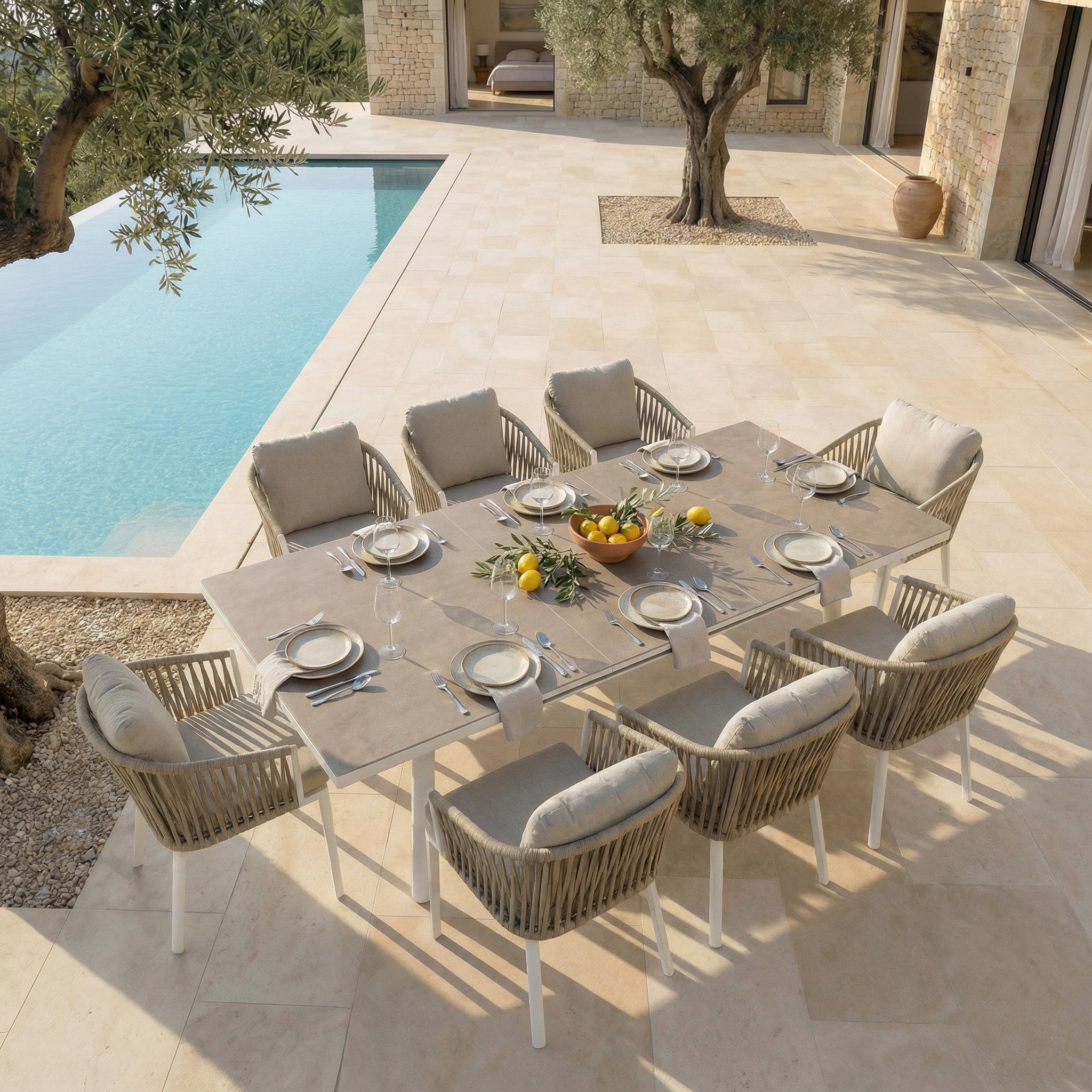 Table de jardin extensible automatique aluminium Amalfi (240/300x96cm)