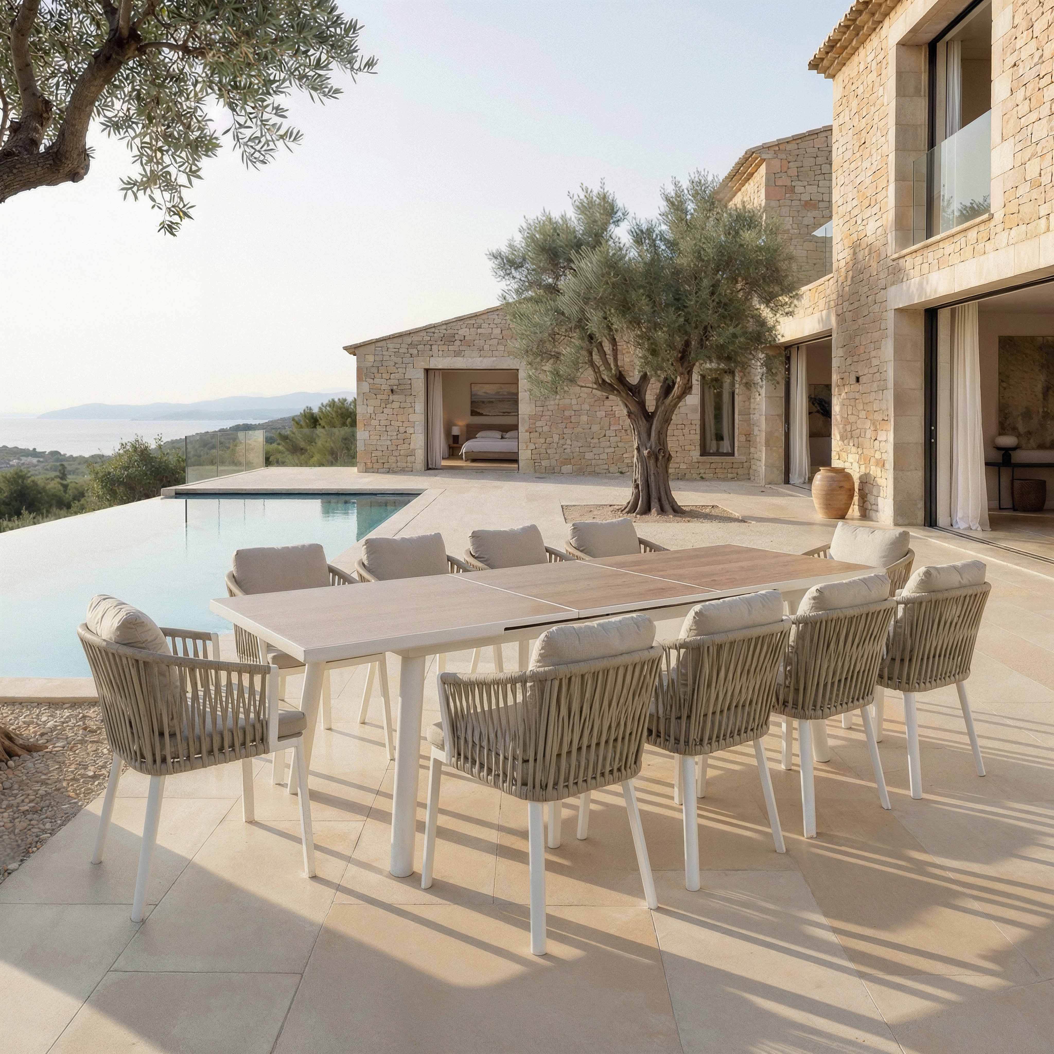 Table de jardin extensible automatique aluminium Amalfi (240/300x96cm)