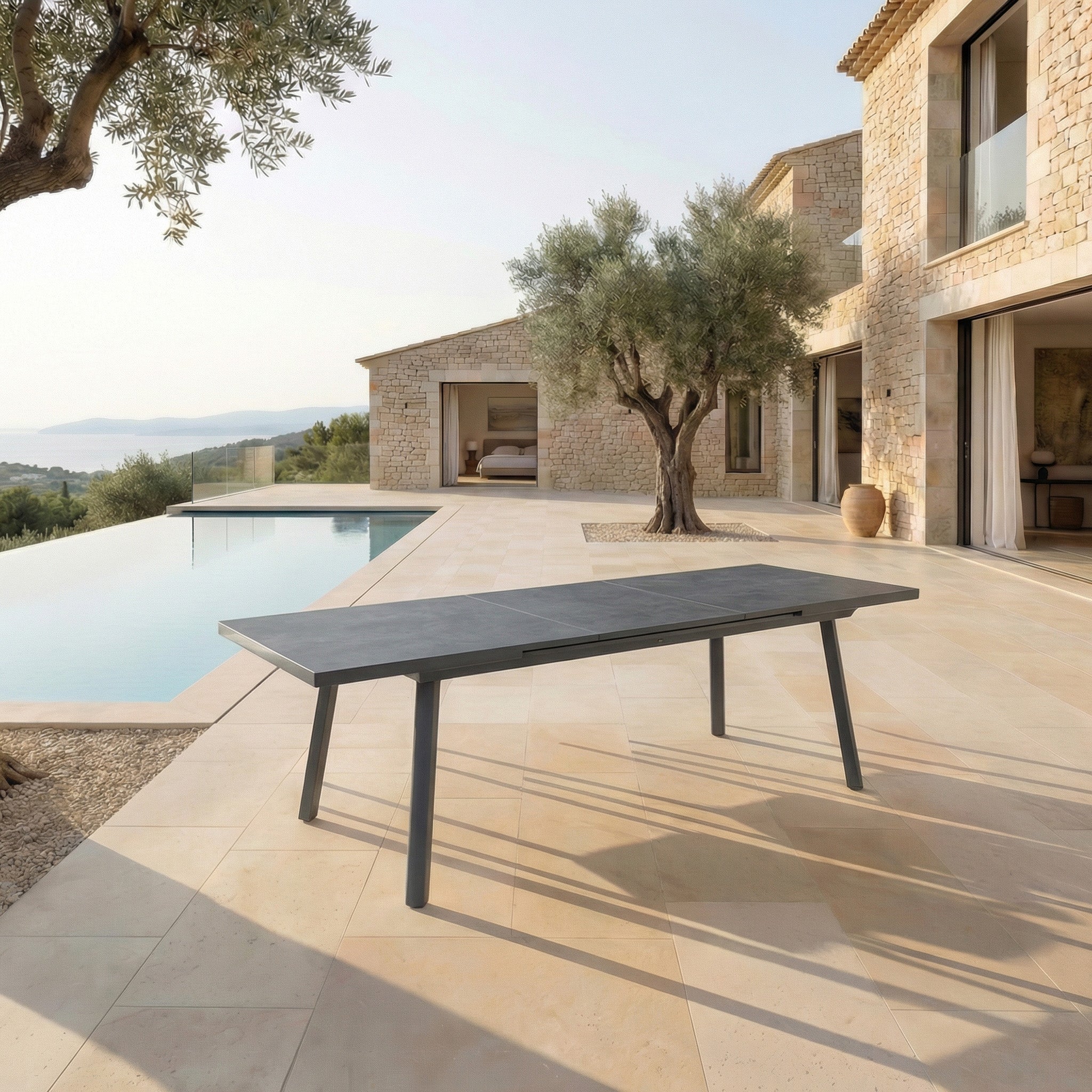 Table de jardin extensible automatique aluminium Amalfi (240/300x96cm)