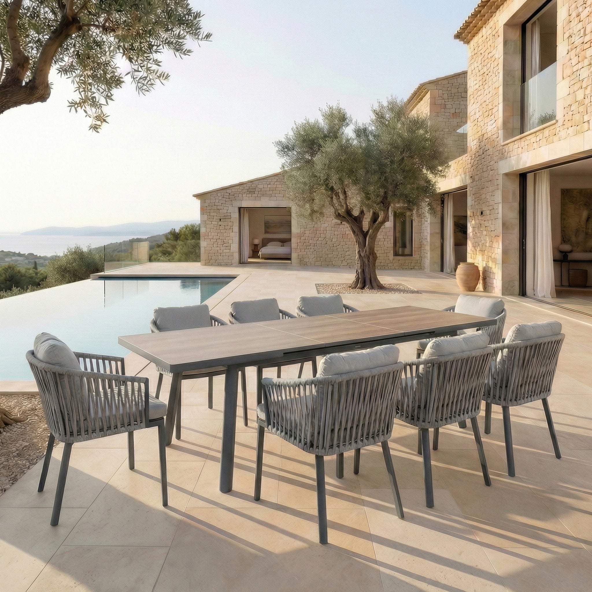 Table de jardin extensible automatique aluminium Amalfi (240/300x96cm)