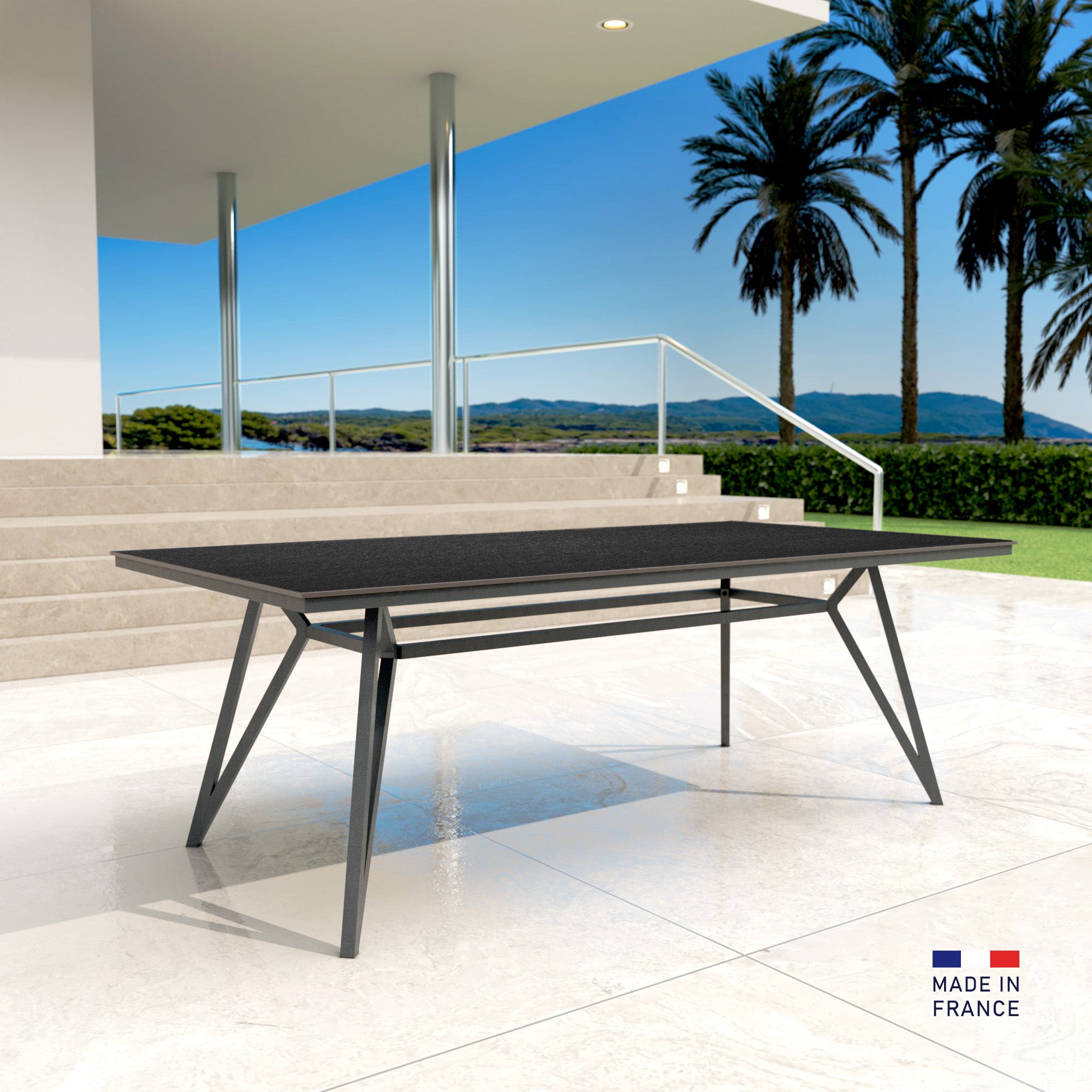 Tavolo da giardino in alluminio/HPL 10 posti Biarritz (220x115 cm)