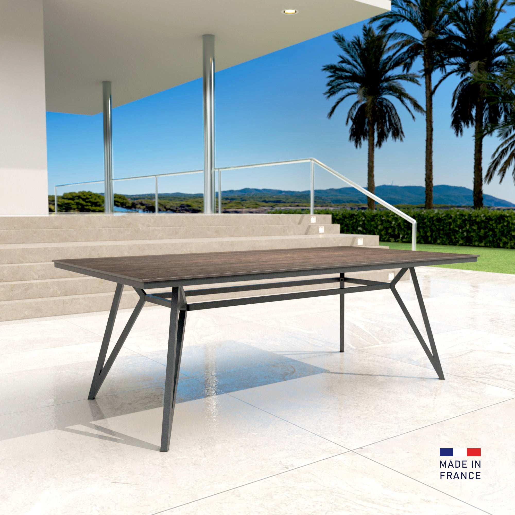 Table de jardin 10 places Aluminium/HPL Biarritz (220x115cm)