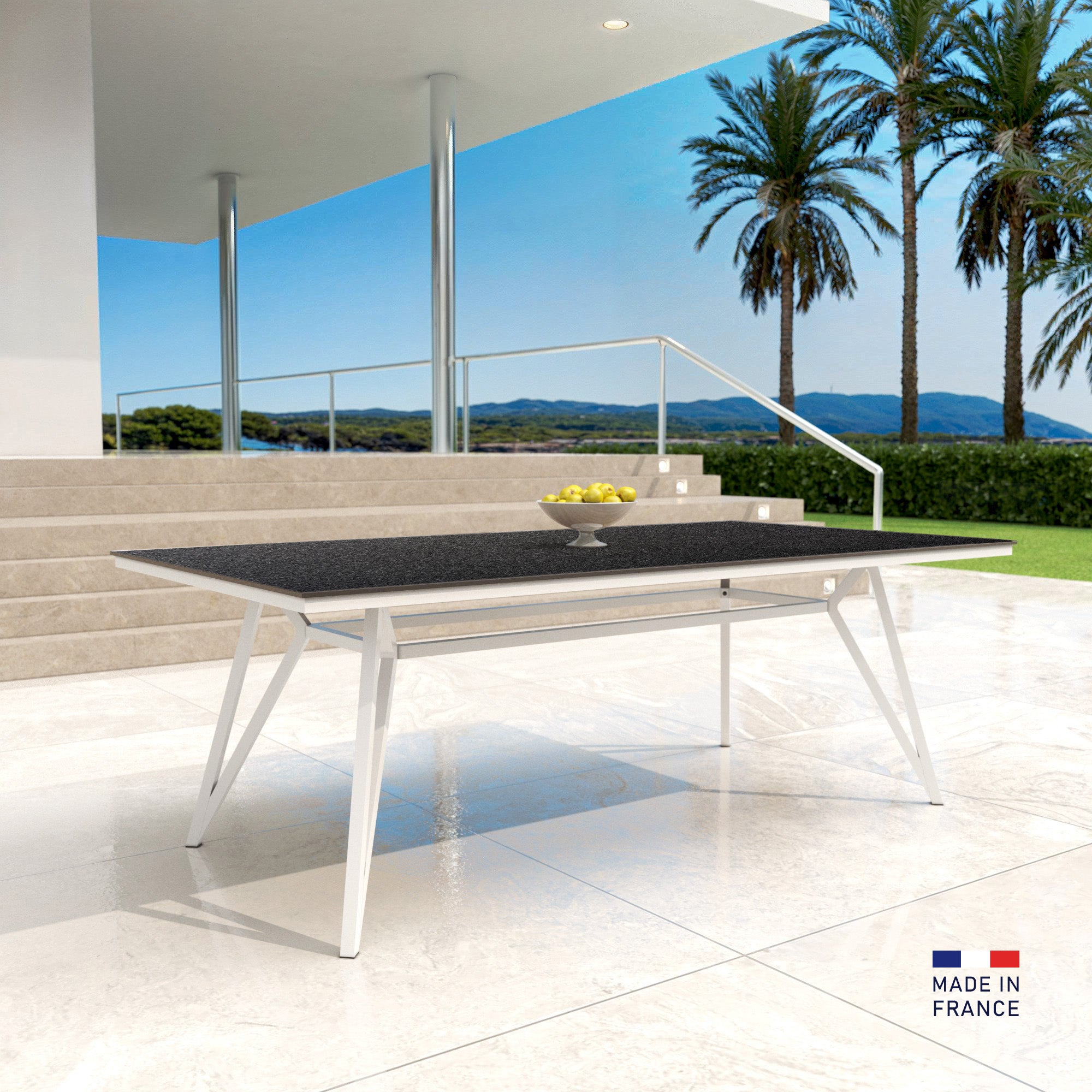 Mesa de jardín 10 plazas Aluminio/HPL Biarritz (220x115cm)