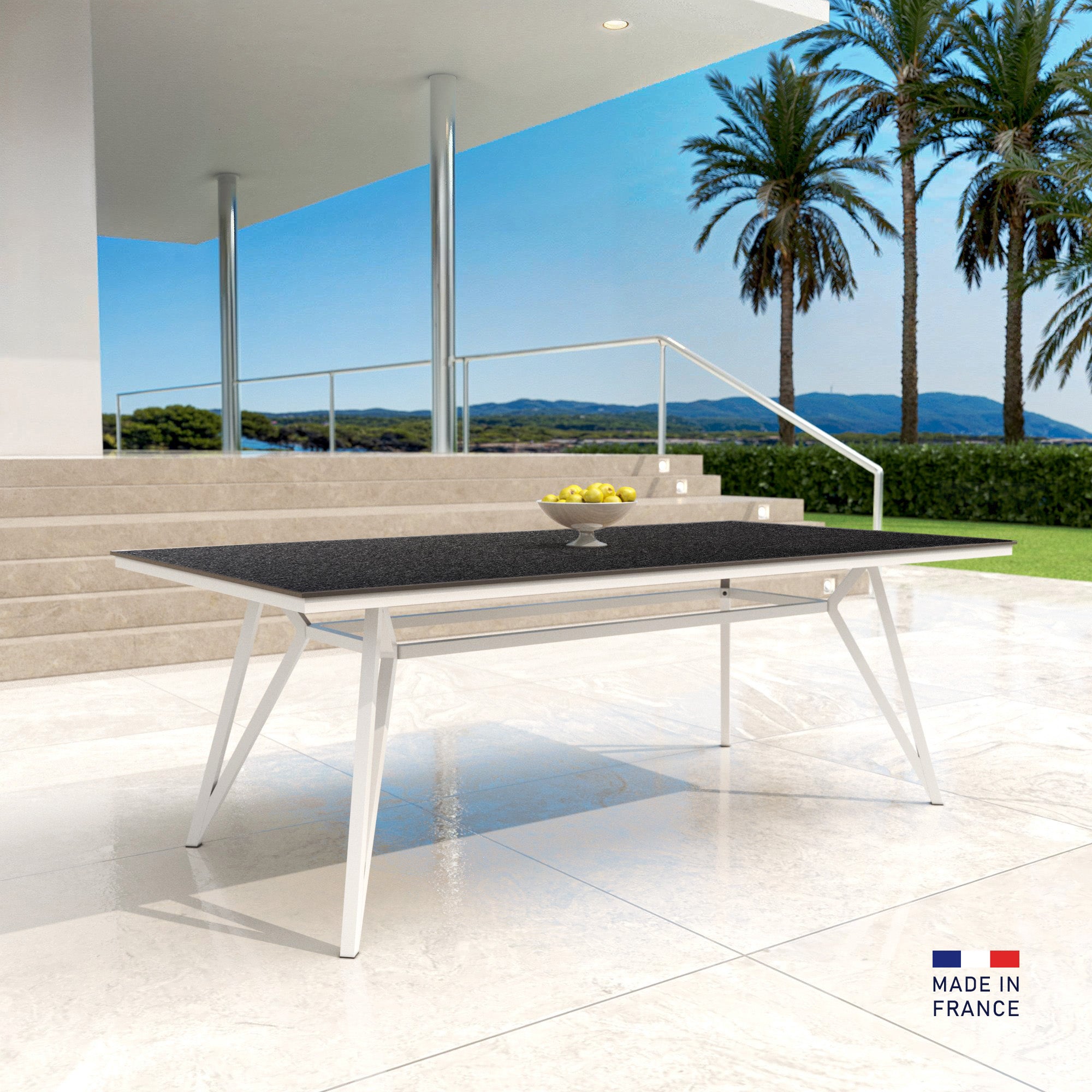 Table de jardin 10 places Aluminium/HPL Biarritz (220x115cm)