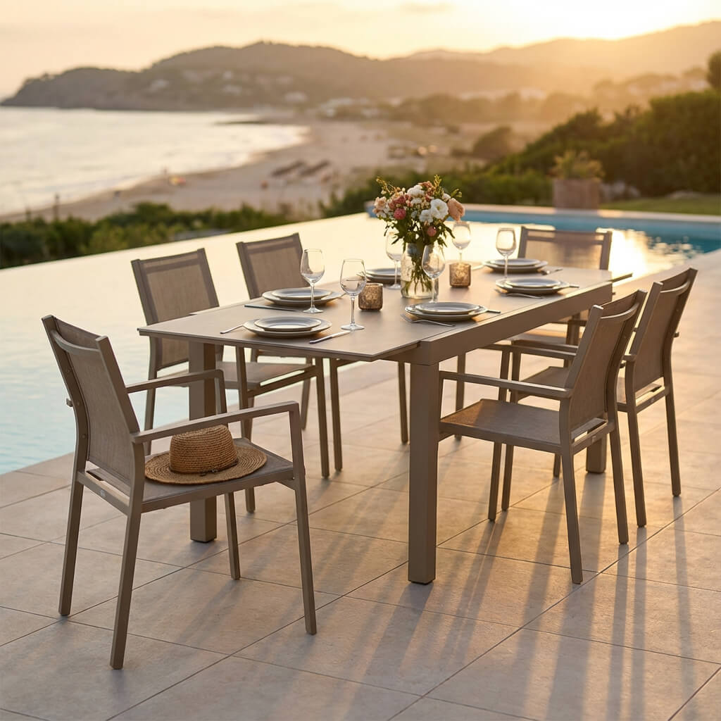 Table de jardin extensible 10 places Aluminium Murano (270 x 90 cm)