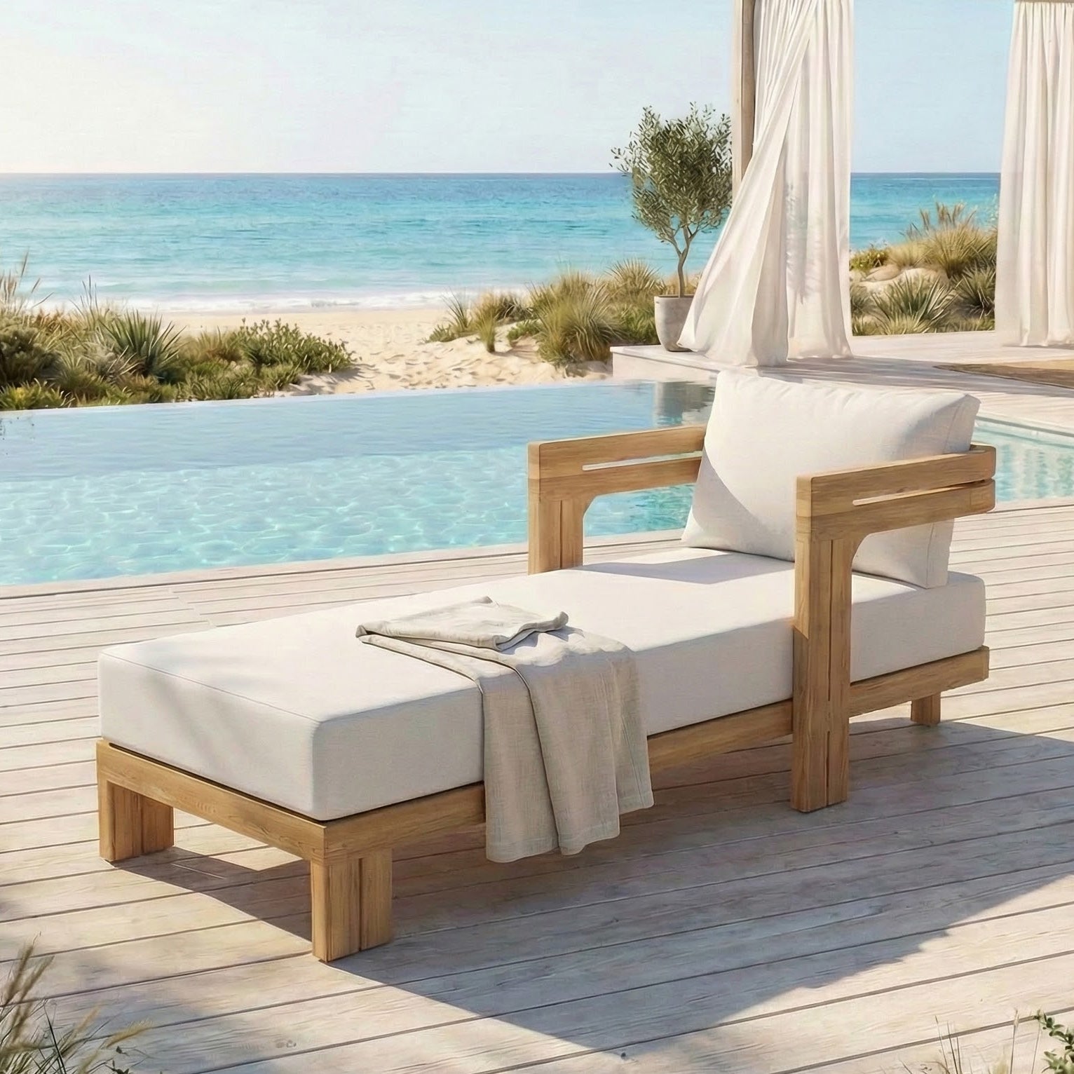 Chaise longue de jardin en teck Zanzibar