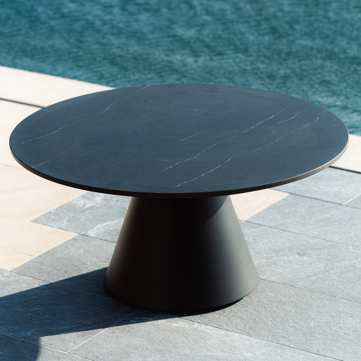 Table basse ronde de jardin en aluminium/céramique Riviera (D81cm)