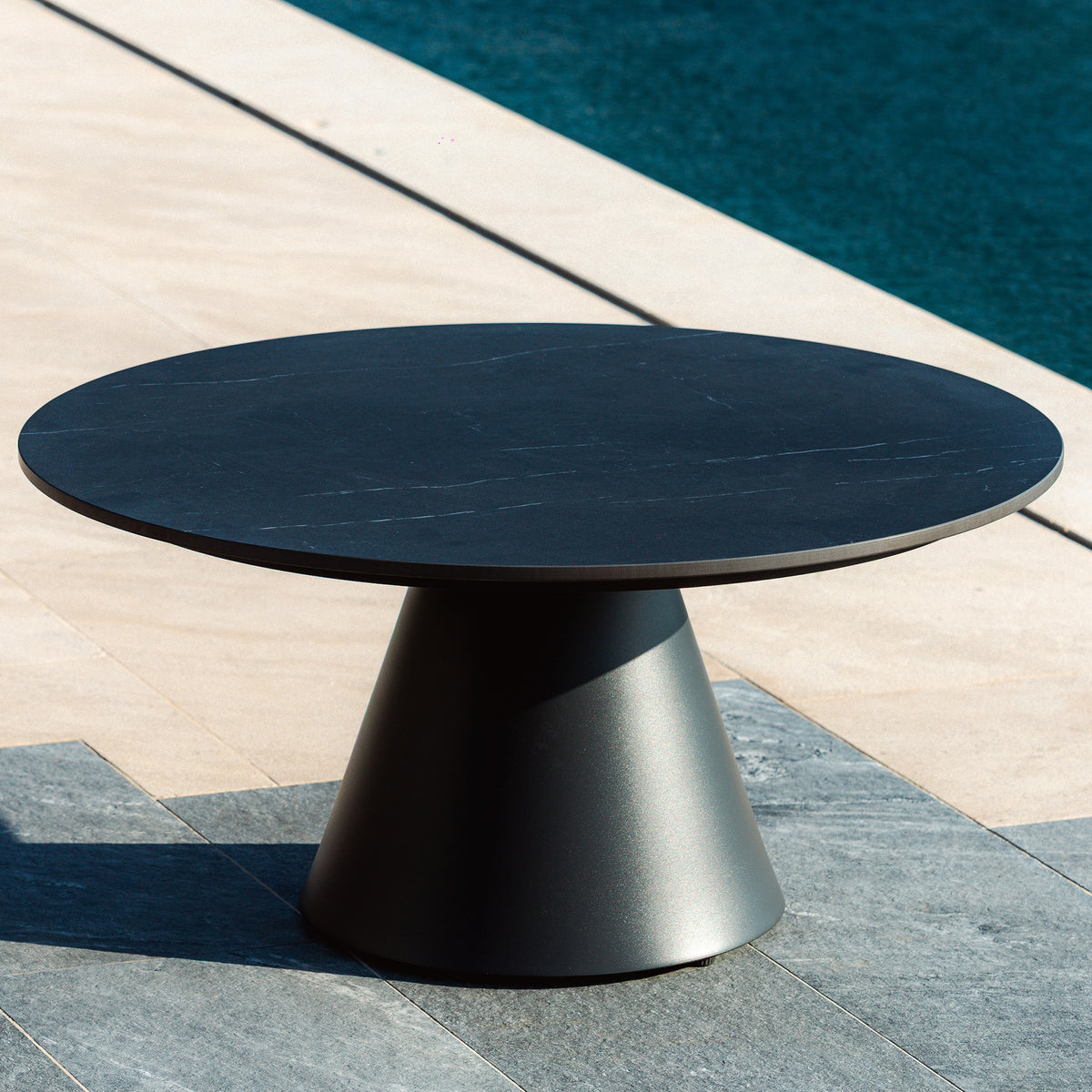 Table basse ronde de jardin en aluminium/céramique Riviera (D81cm)