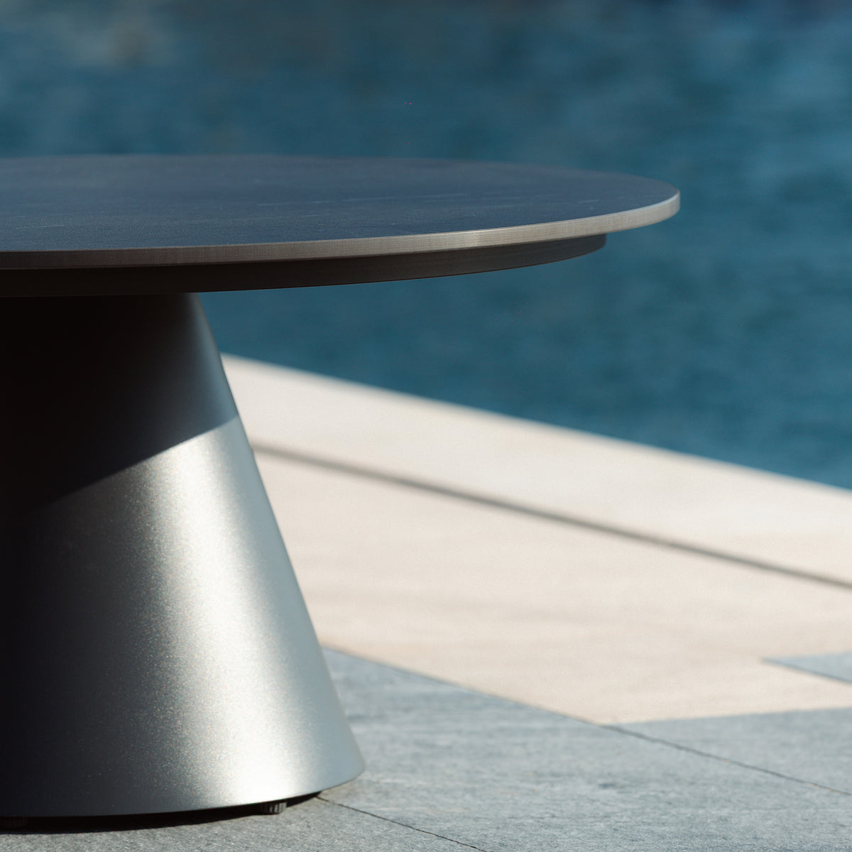 Table basse ronde de jardin en aluminium/céramique Riviera (D81cm)