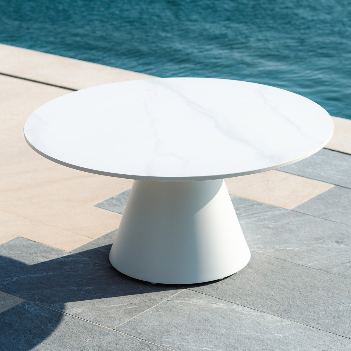 Table basse ronde de jardin en aluminium/céramique Riviera (D81cm)