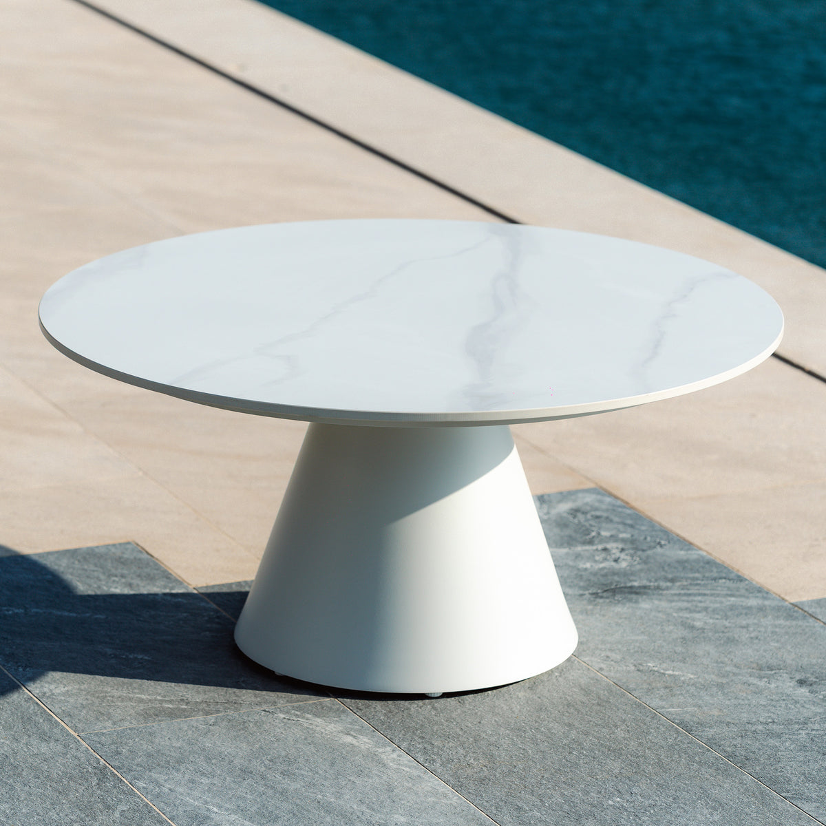 Table basse ronde de jardin en aluminium/céramique Riviera (D81cm)