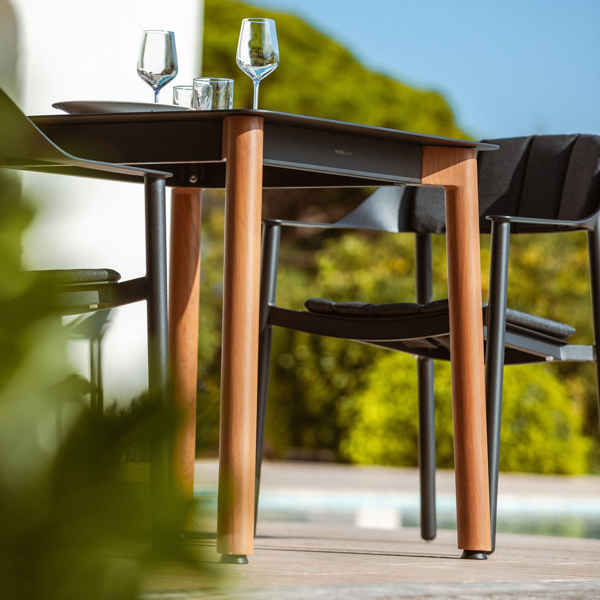 Square garden table 4 seats Monte Carlo in aluminum 76X76 cm