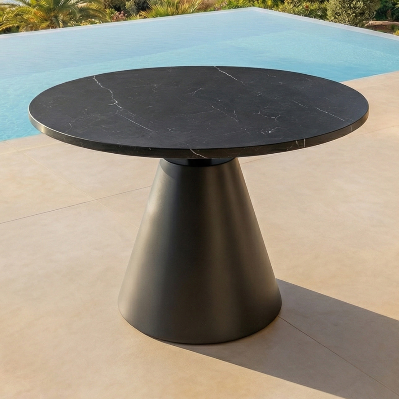 Table basse ronde de jardin en aluminium/céramique Riviera (D60cm)