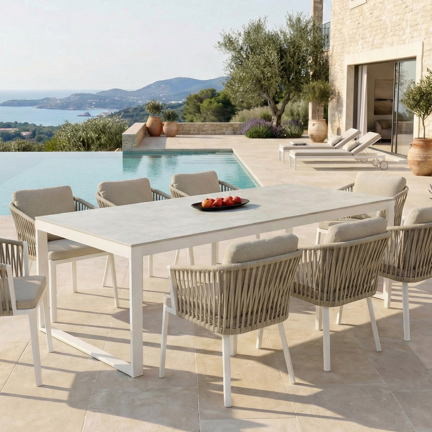 Table de jardin 8 places Aluminium/Céramique Kore (180 x 90 cm)