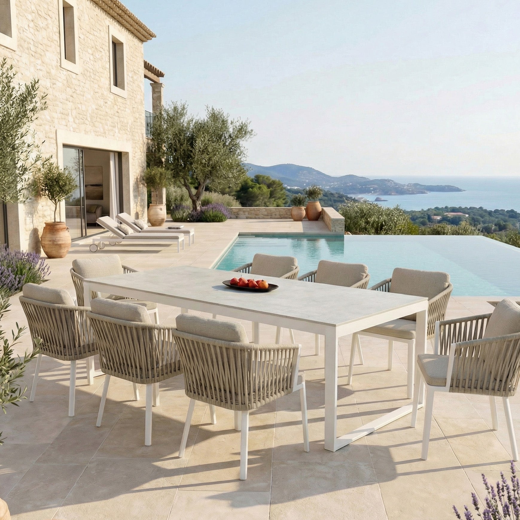 Table de jardin 8 places Aluminium/Céramique Kore (180 x 90 cm)