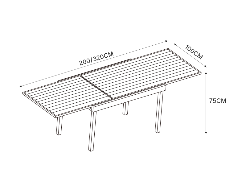 Table de jardin extensible 12 places Aluminium Murano (320 x 100 cm) - Mobellia