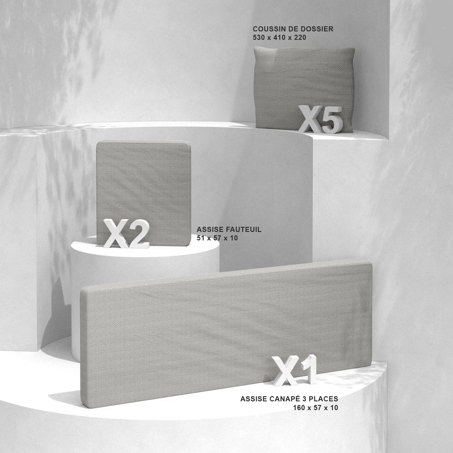 Coussins de remplacement pour salon de jardin Calvi 5 places - Mobellia