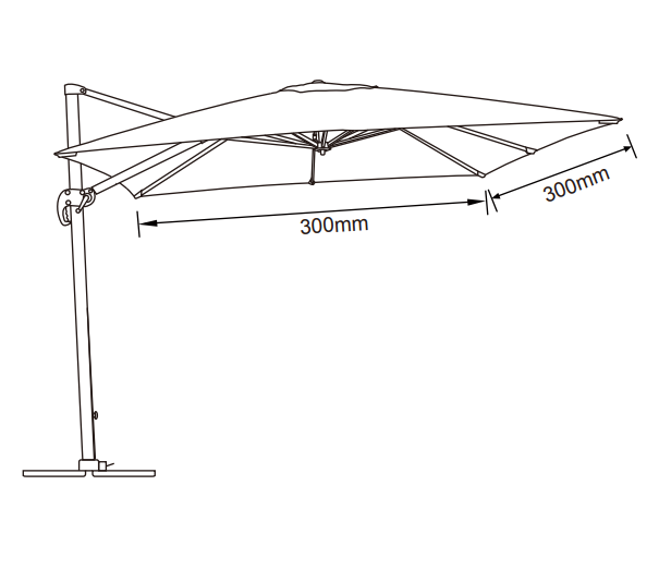 Parasol Déporté Bahia 3x3 - Mobellia