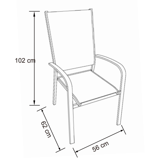 Fauteuil de jardin haut alu empilable Murano - Mobellia