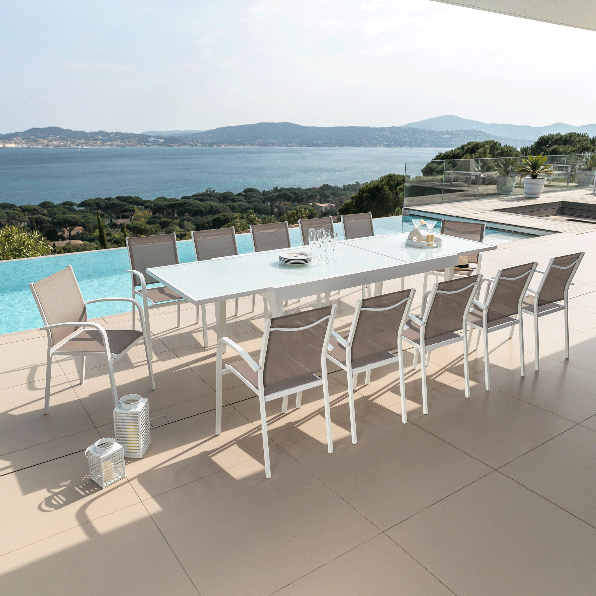 Table de jardin extensible 10 places Aluminium Murano (270 x 90 cm