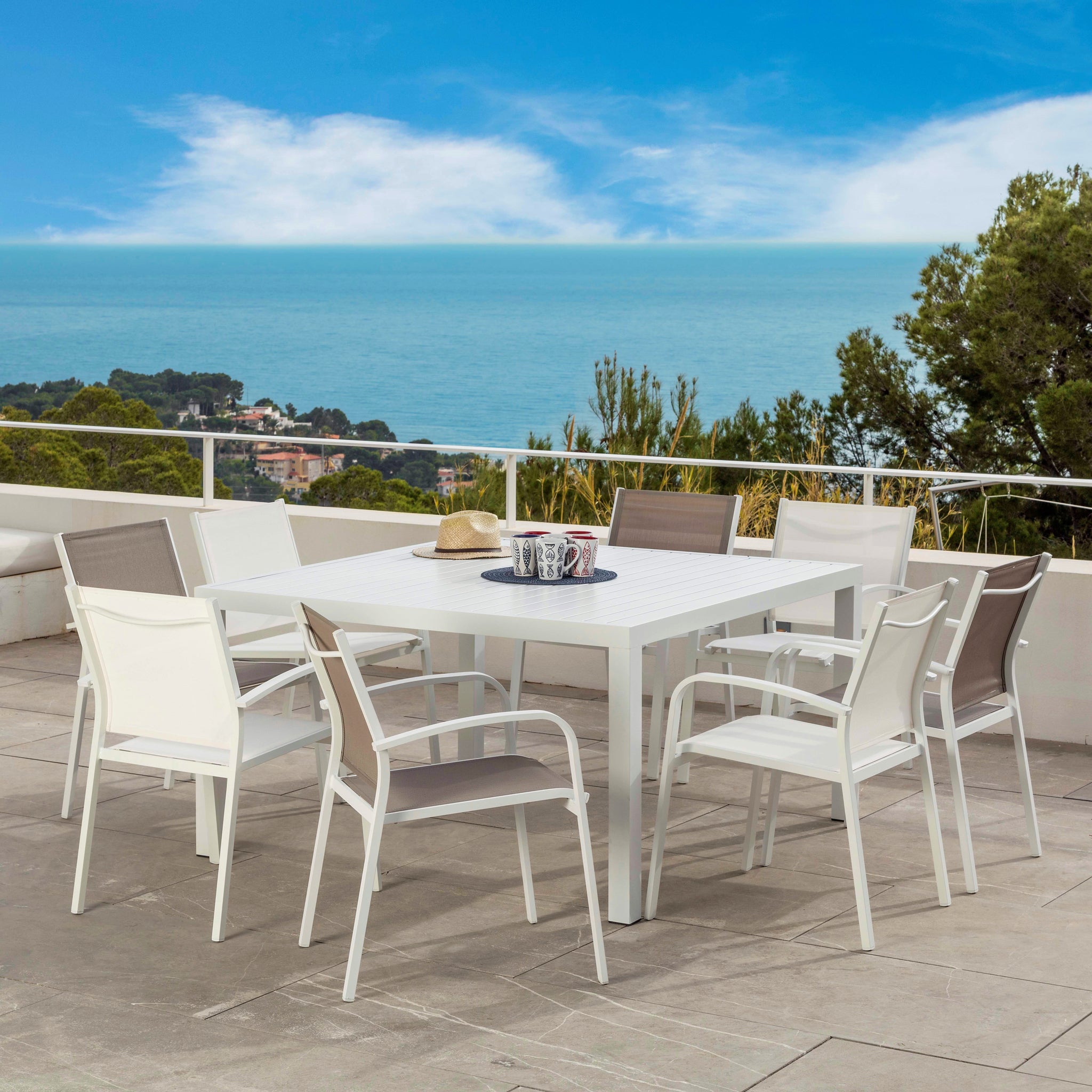 Table de jardin 8 places Aluminium Murano (136 x 136 cm) - Mobellia