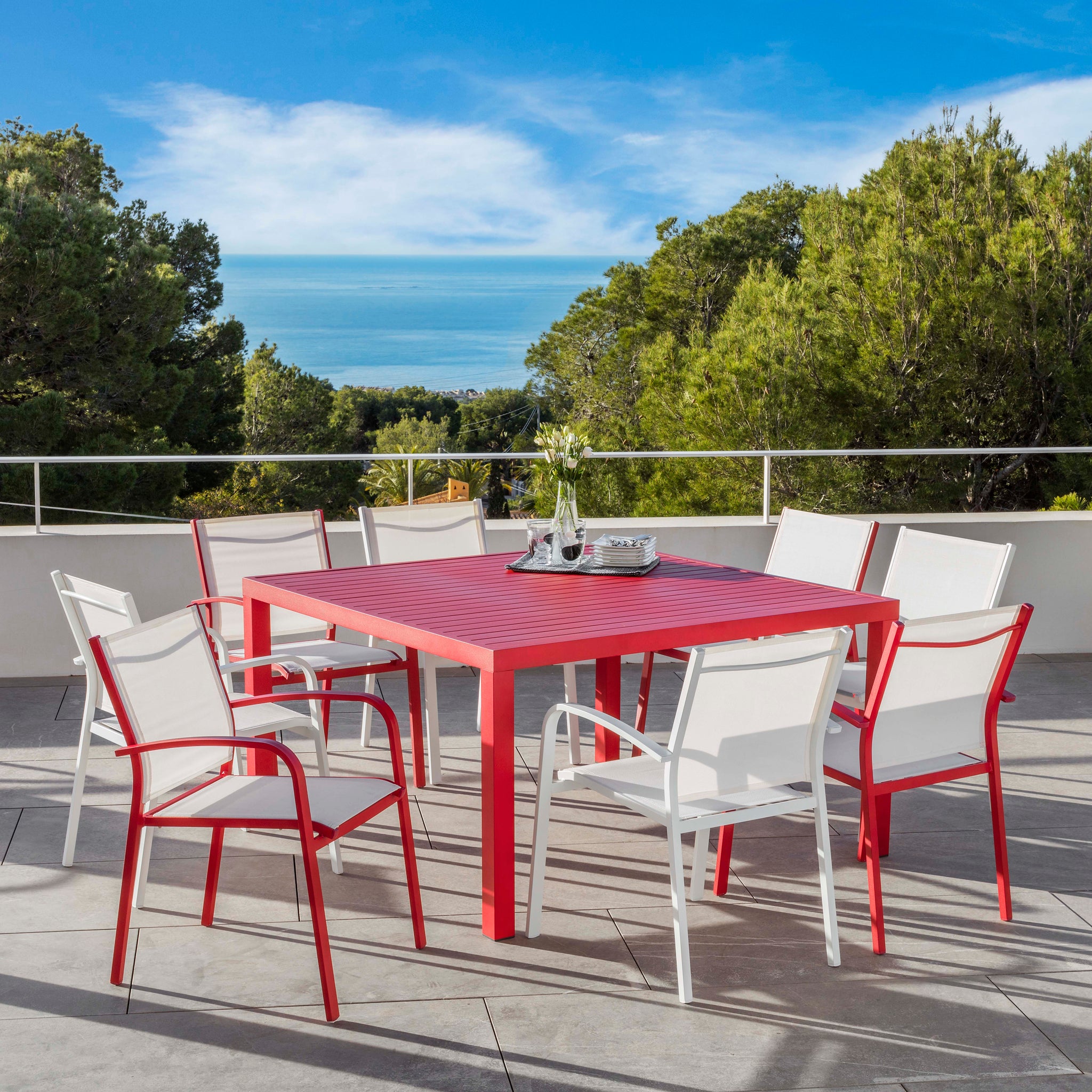 Table de jardin 8 places Aluminium Murano (136 x 136 cm) - Mobellia