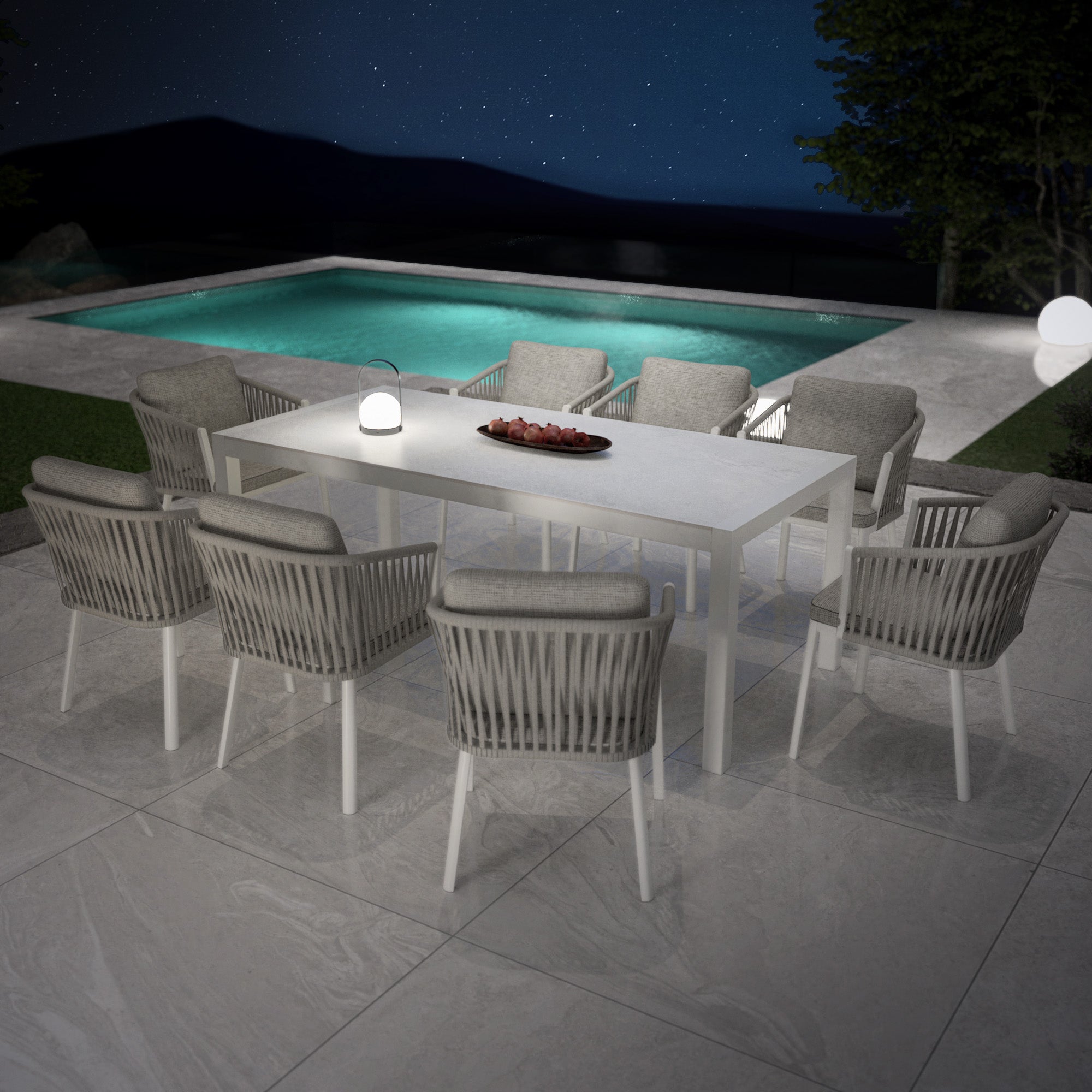 Table de jardin 8 places Aluminium/Céramique Modena (180 x 90cm) - Mobellia