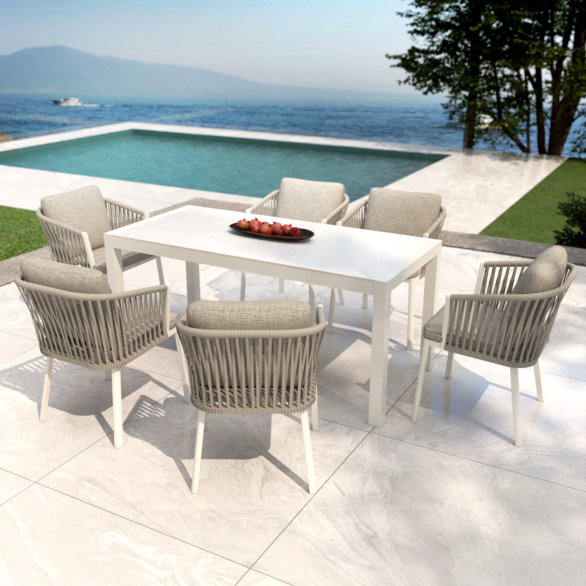 Table de jardin 6 places Aluminium/Céramique Modena (150 x 75 cm) - Mobellia