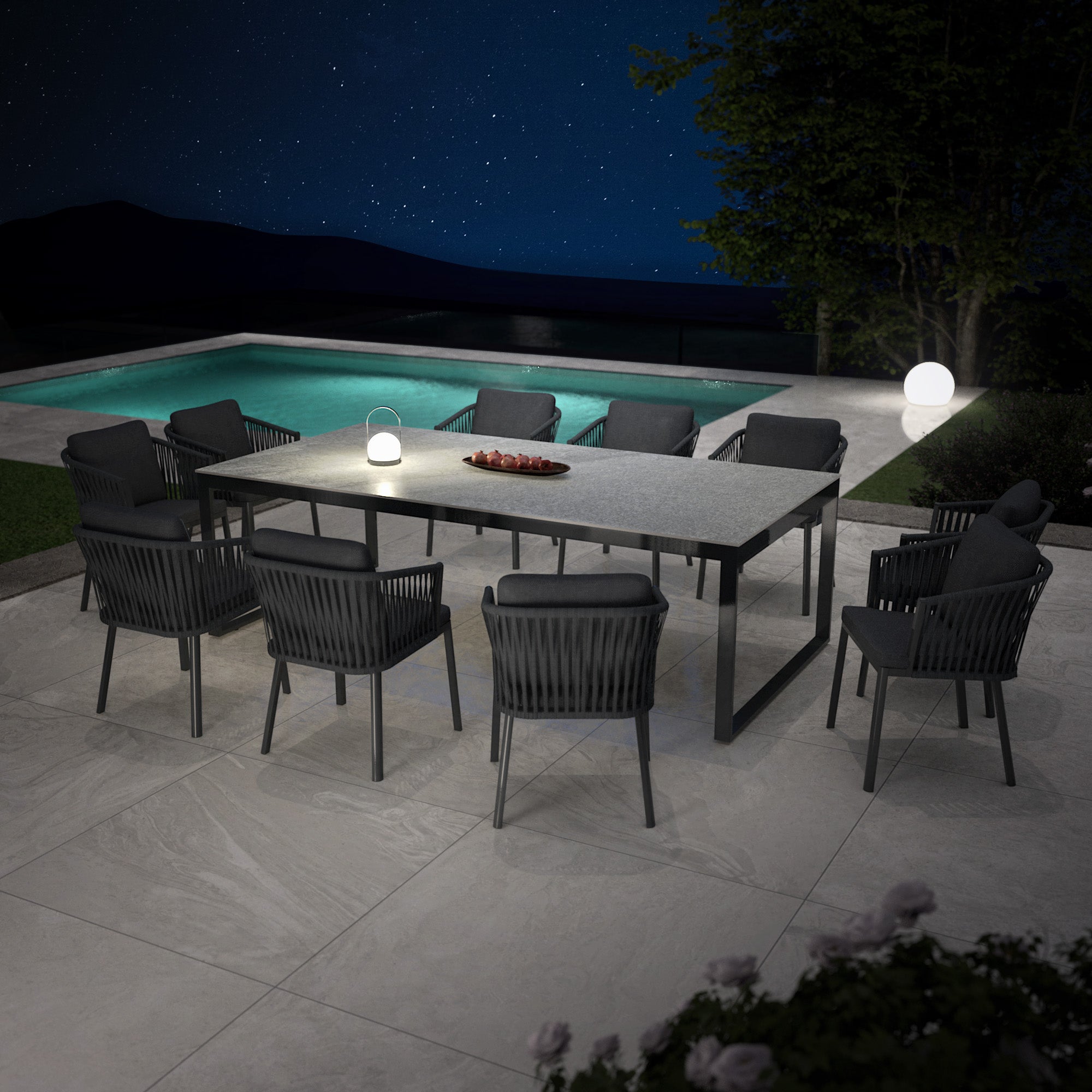 Table de jardin 10 places Aluminium/Céramique Kore (240 x 120 cm) - Mobellia