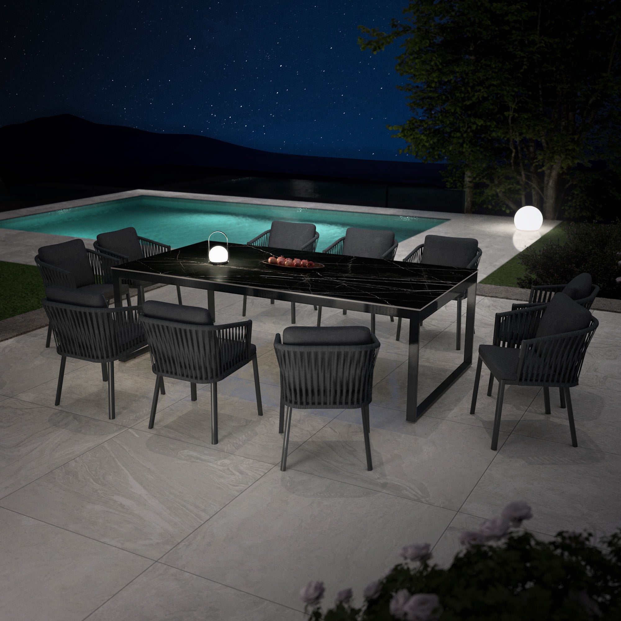 Table de jardin 10 places Aluminium/Céramique Kore (240 x 120 cm) - Mobellia