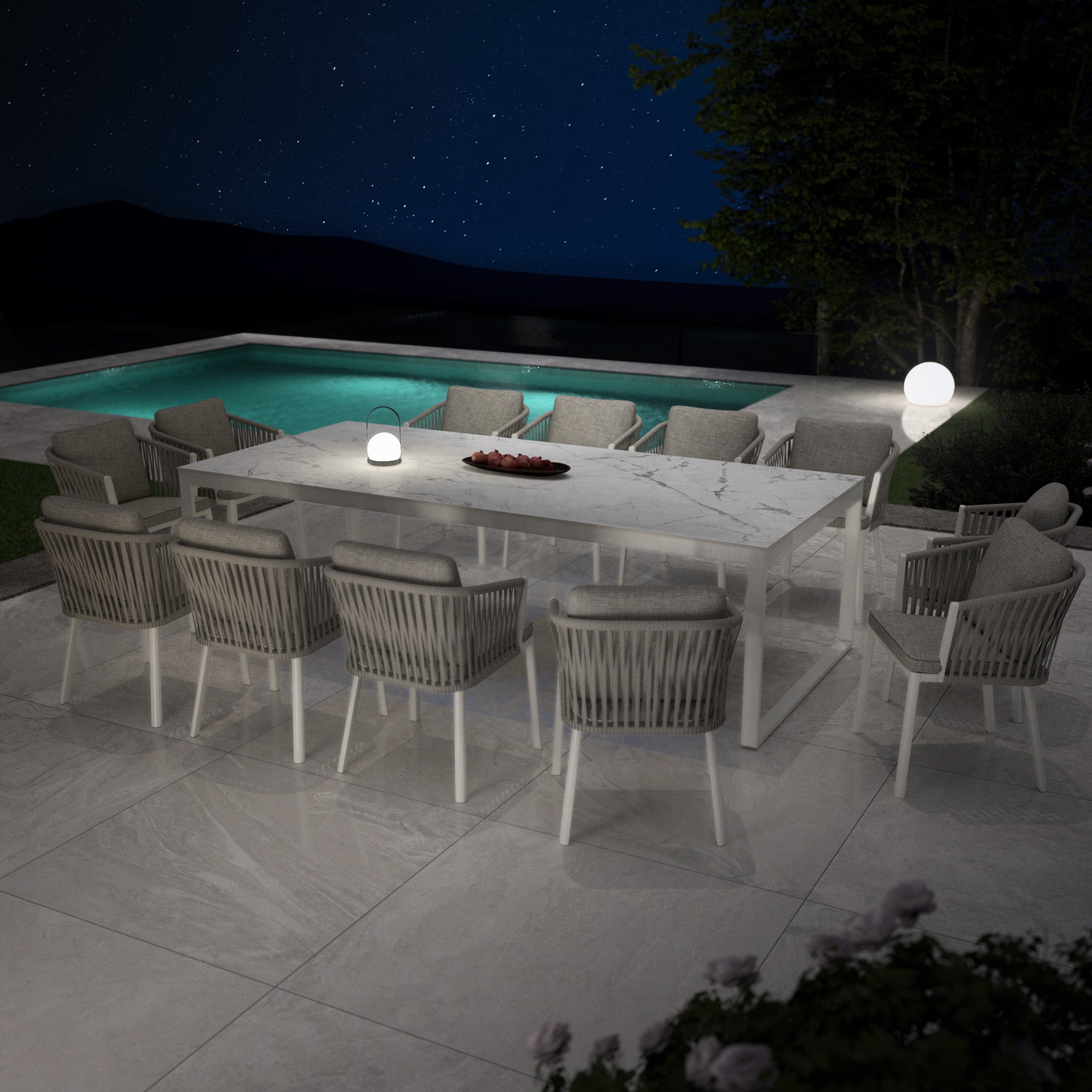 Table de jardin 12 places Aluminium/Céramique Kore ( 260 x 120 cm) - Mobellia